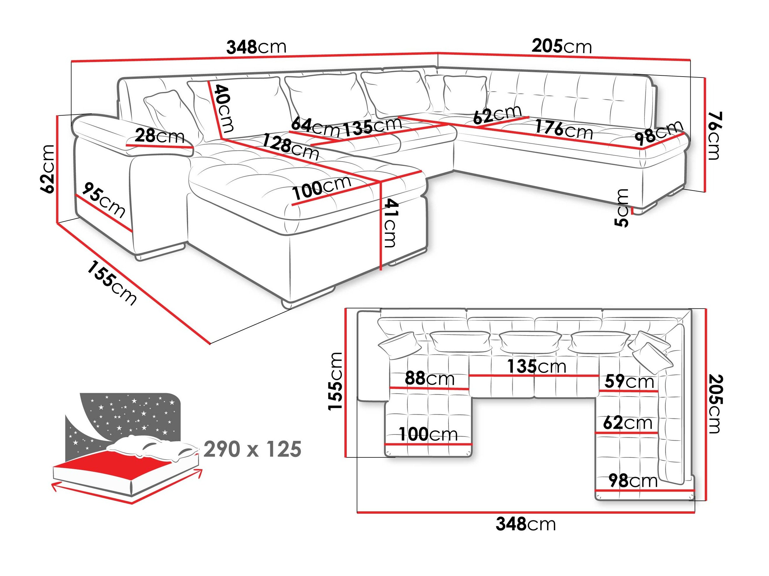 Canapé d'angle Comfivo Gemma V (Maya 09 + Corbett 78)