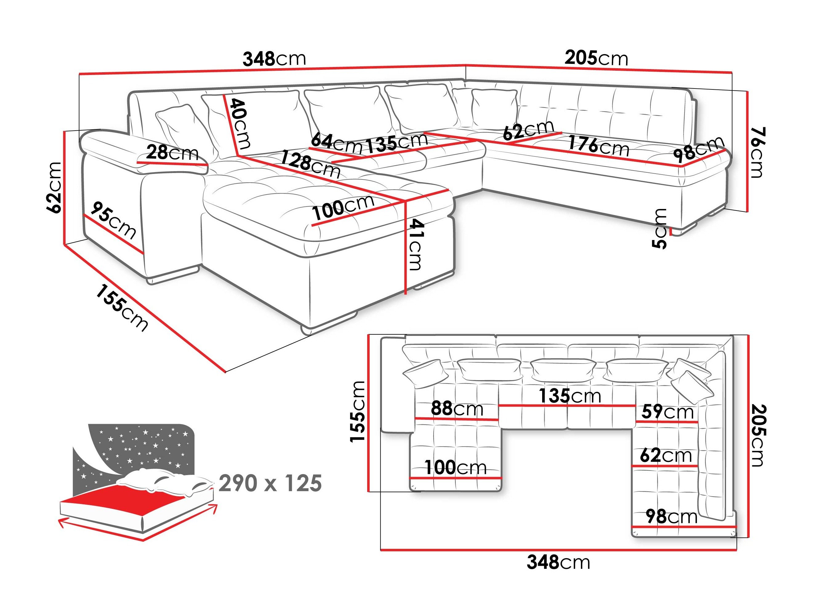 Canapé d'angle Comfivo Gemma VI (Maya 09 + Corbett 78)