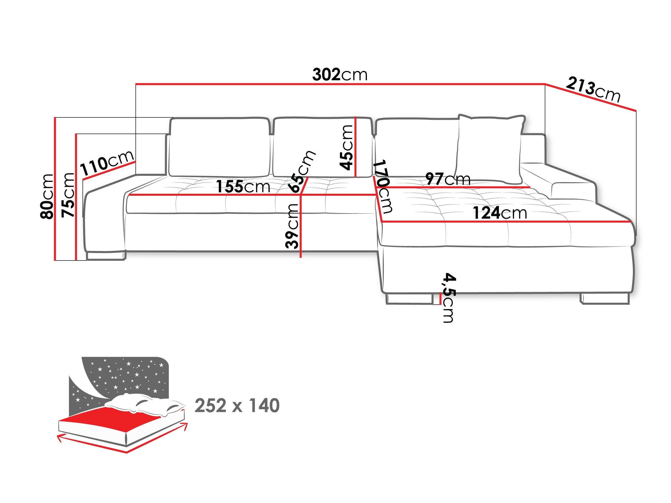 Canapé d'angle Comfivo Nitor II (Piano 26 + Mokka 82)