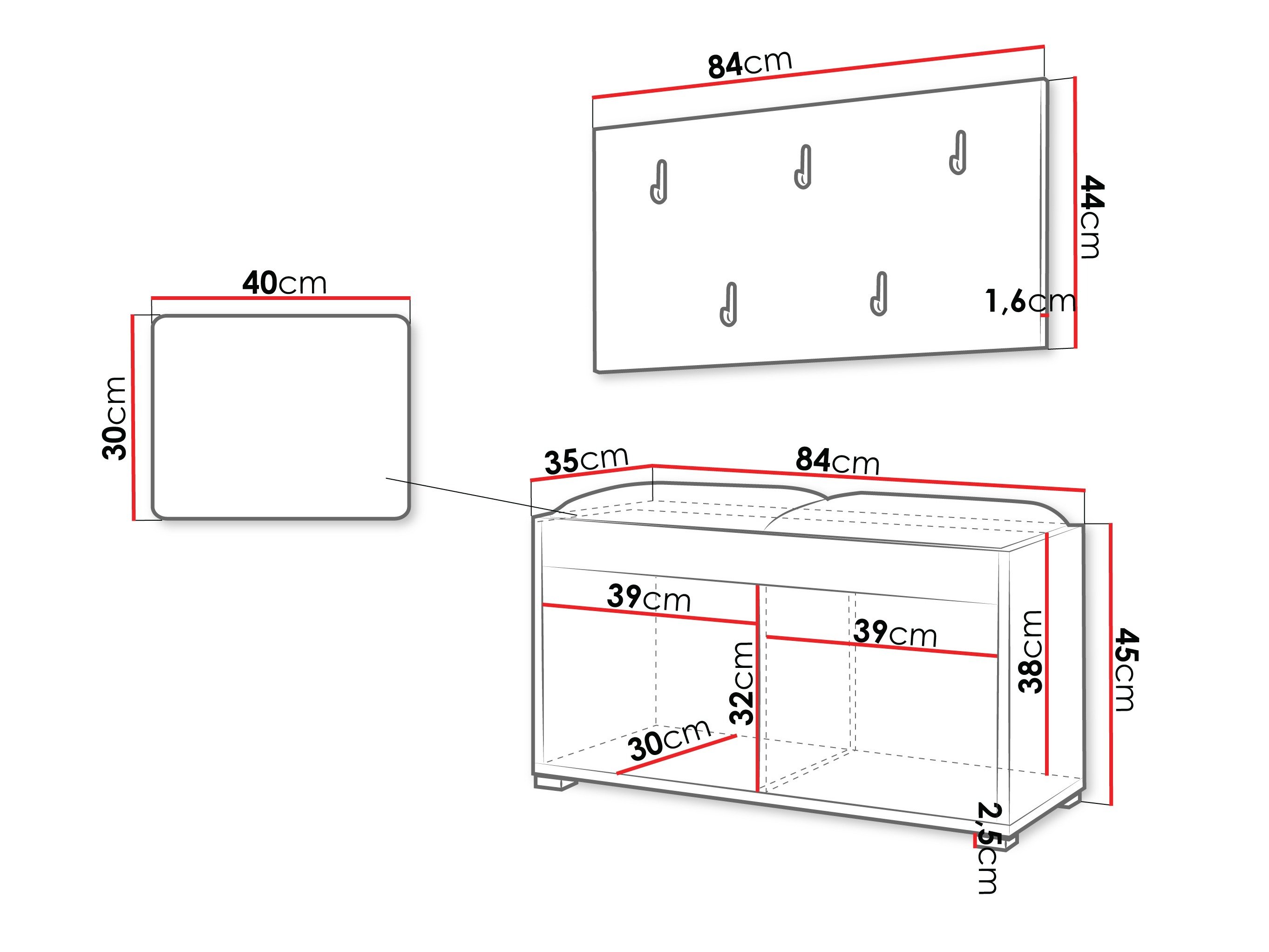 Meuble d'entrée Comfivo Fersoe 117 (Chêne)