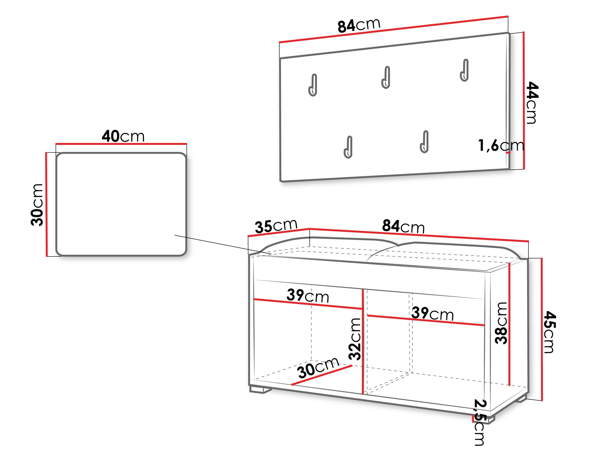 Meuble d'entrée Comfivo Fersoe 117 (Chêne)