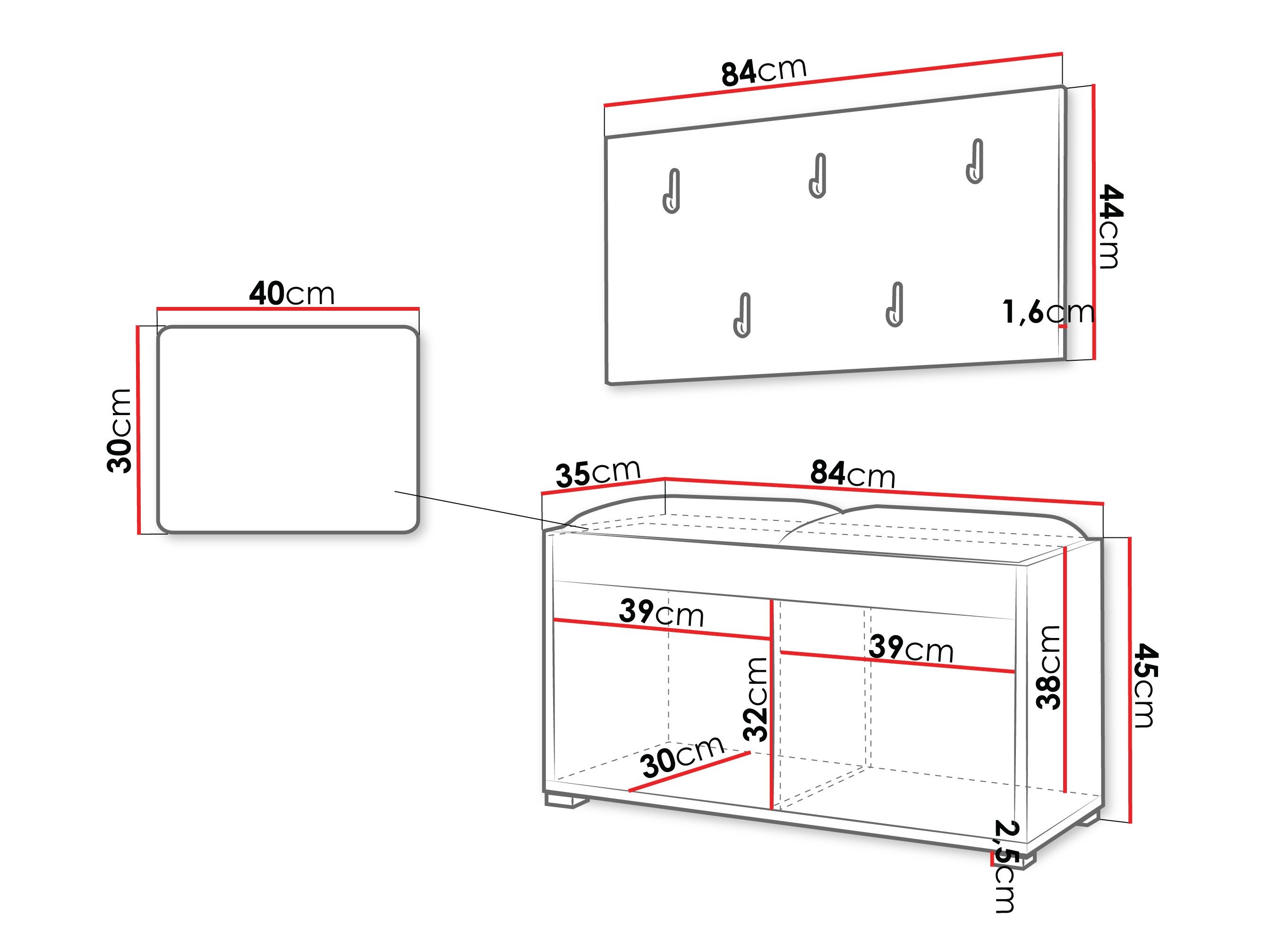 Meuble d'entrée Comfivo Fersoe 117 (Chêne)