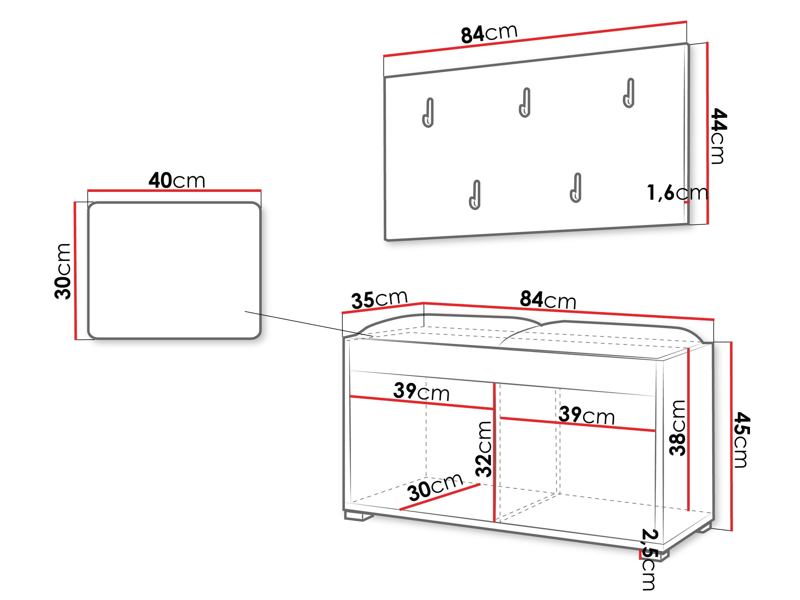 Meuble d'entrée Comfivo Fersoe 117 (Chêne)
