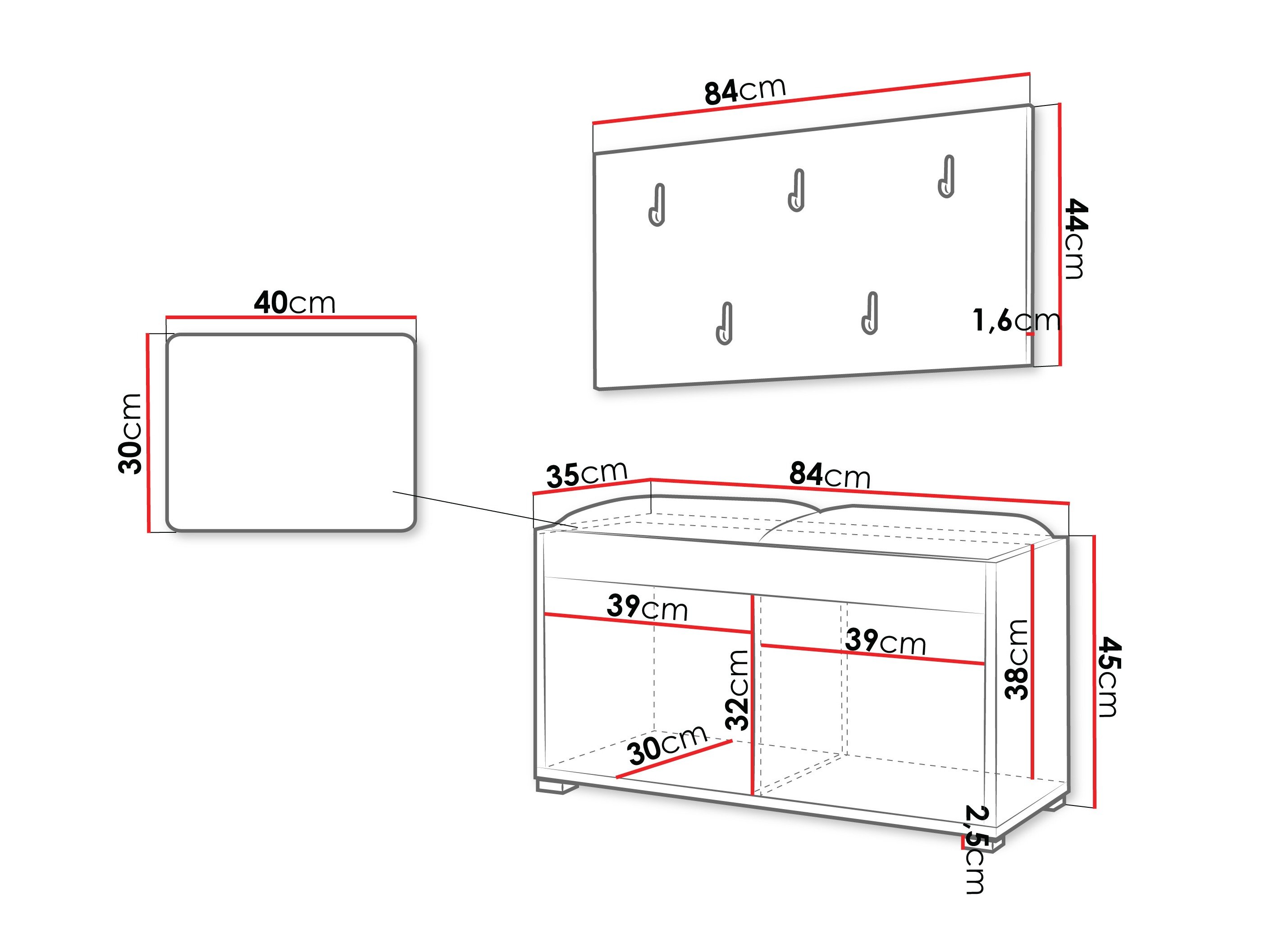 Meuble d'entrée Comfivo Tutela (Chêne)