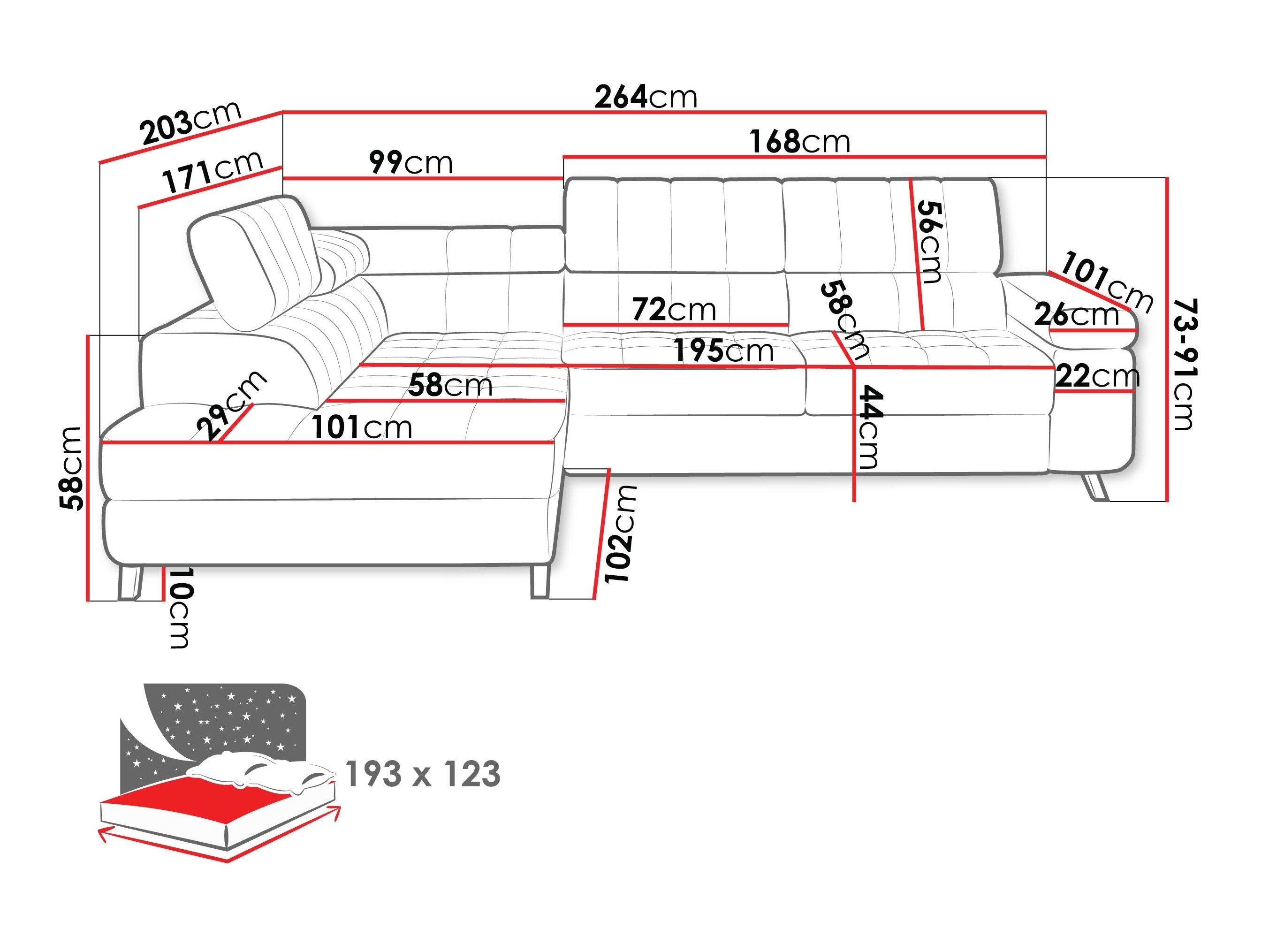 Canapé d'angle Comfivo Agnus (Piano 26)