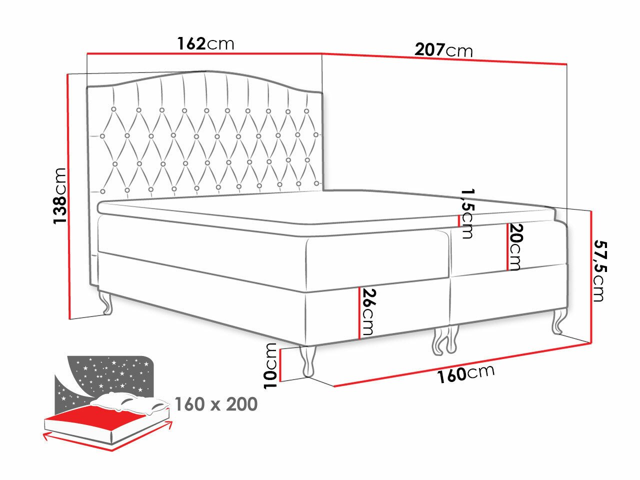 Lit boxspring Urbs (Kronos 31)