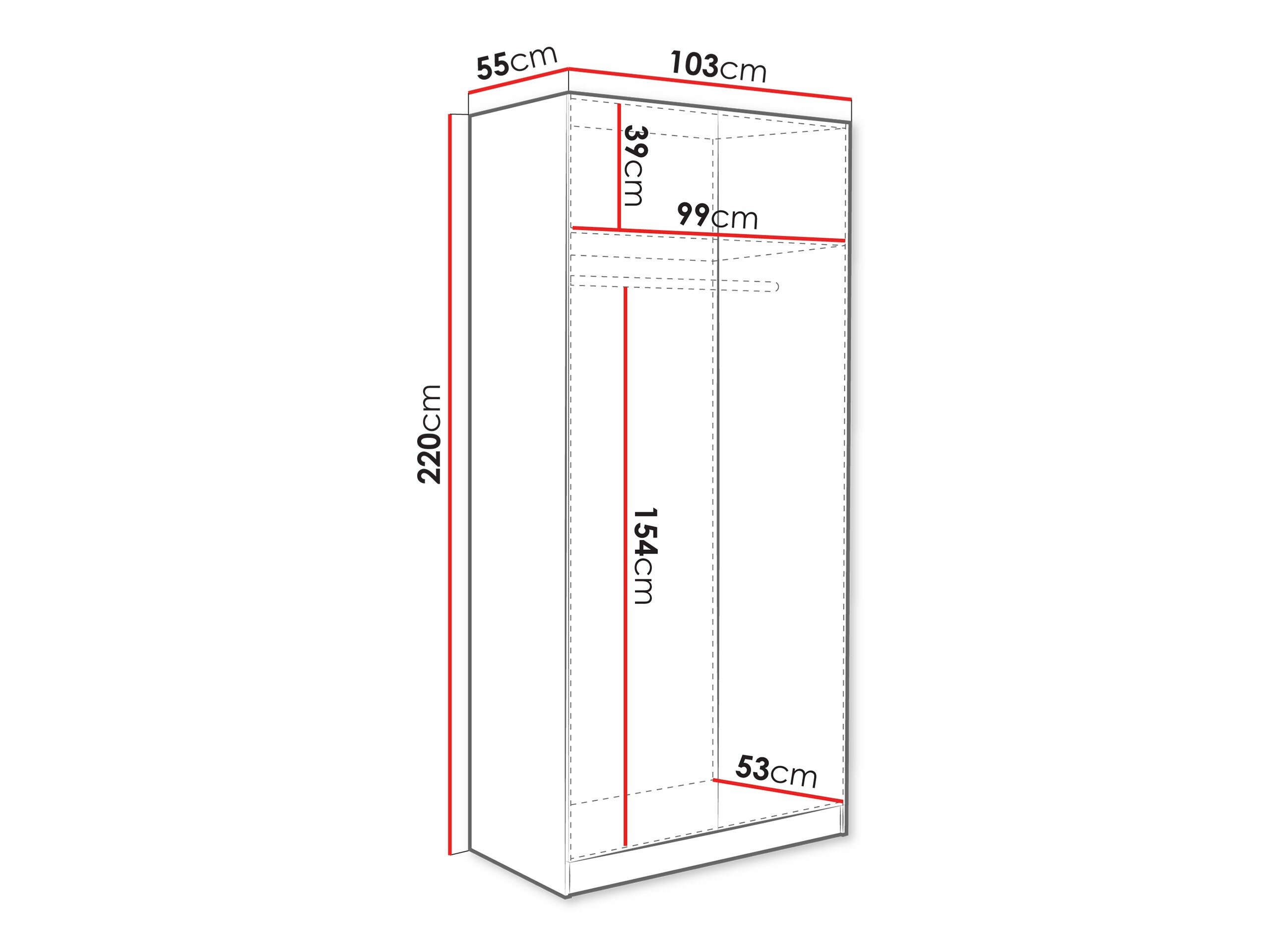 Armoire Lunole 113 (Chêne Artisan + Noir)