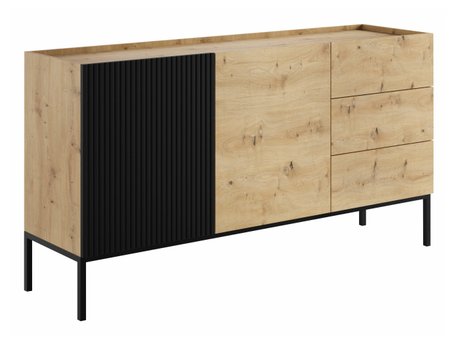 Commode Lunole 114 (Chêne Artisan + Noir)