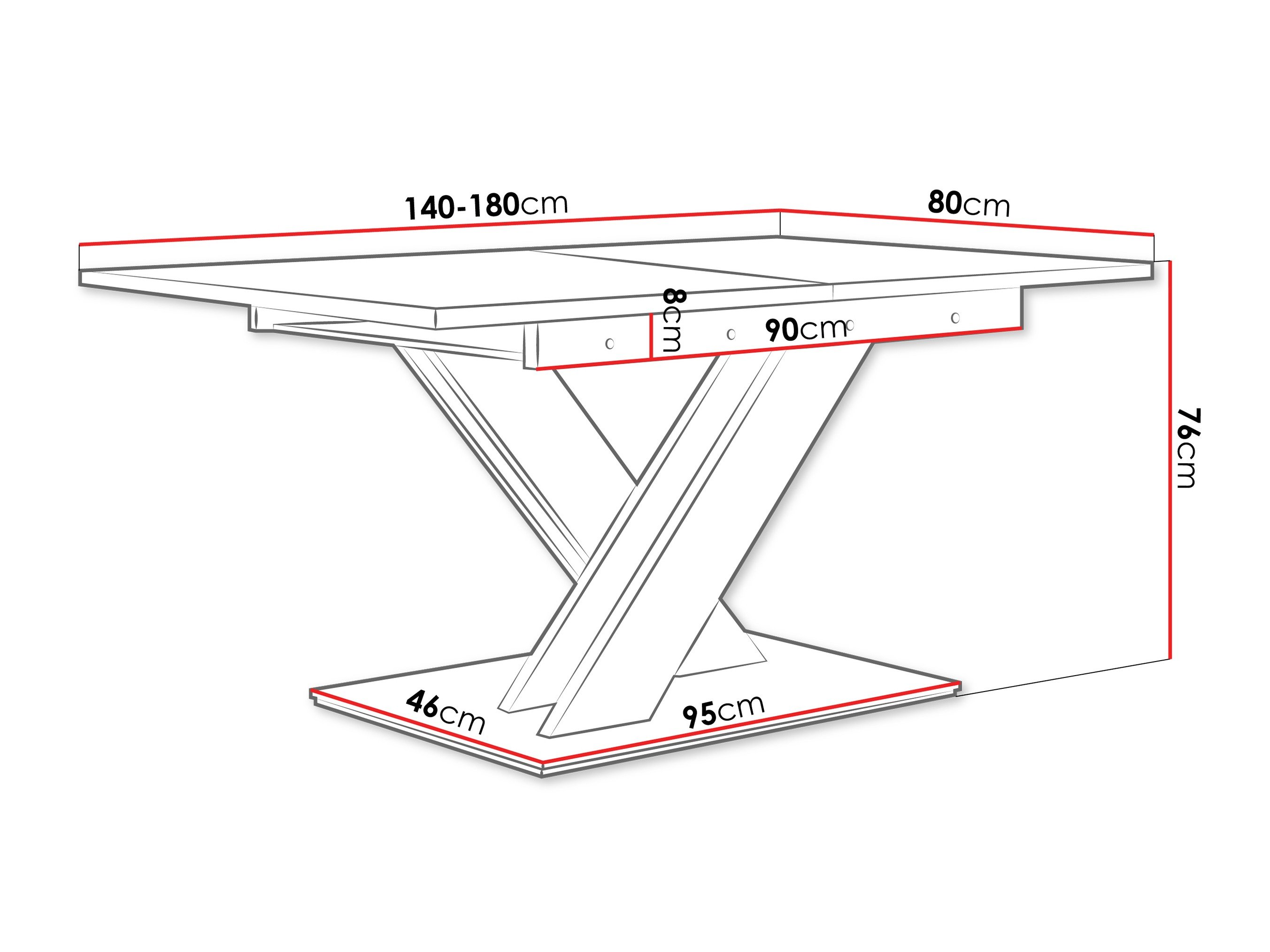 Table Goodyear 103 (Marbre noir + Noir)