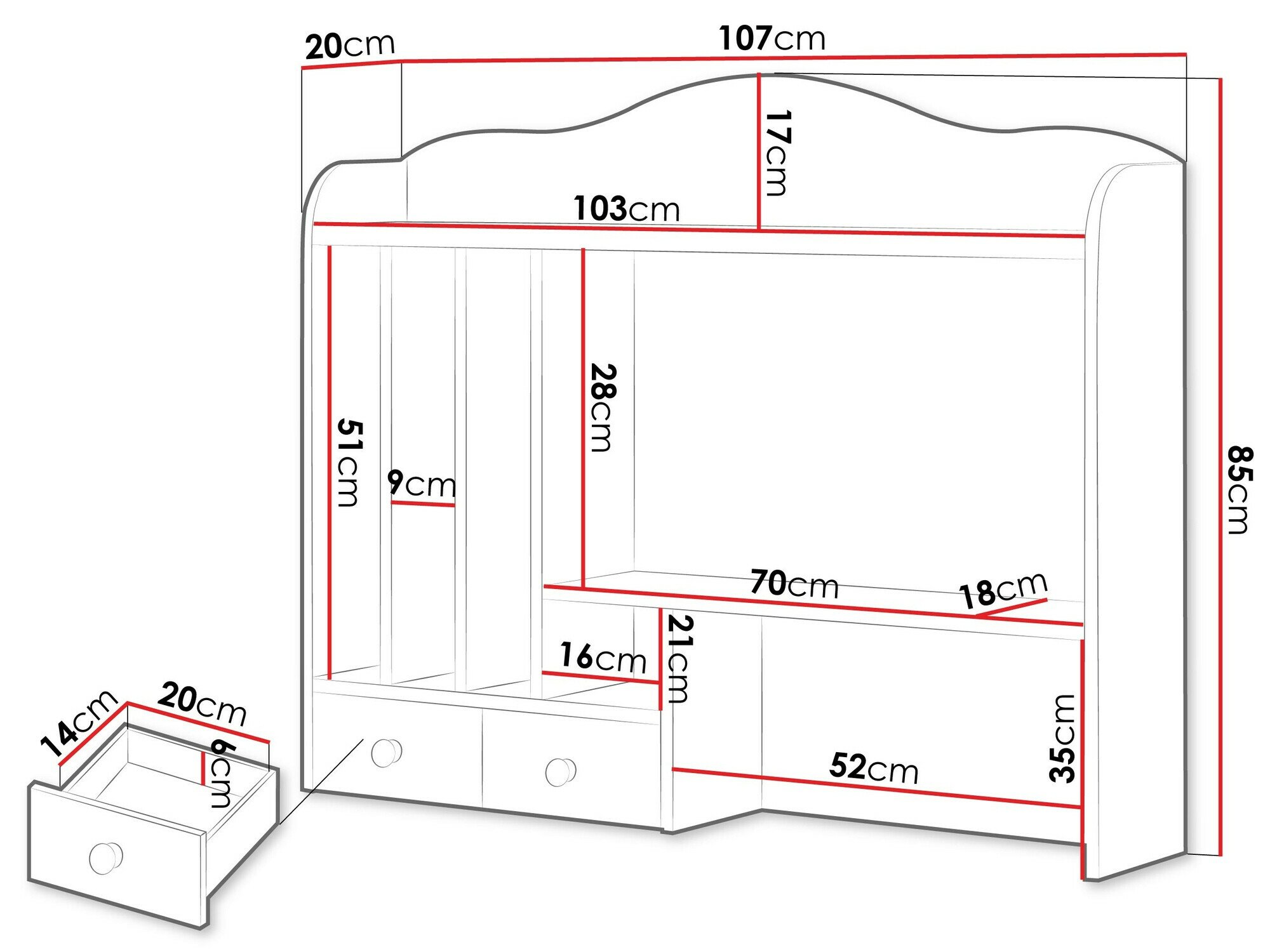 Étagère Romelbo 136 (Beige + Chêne)
