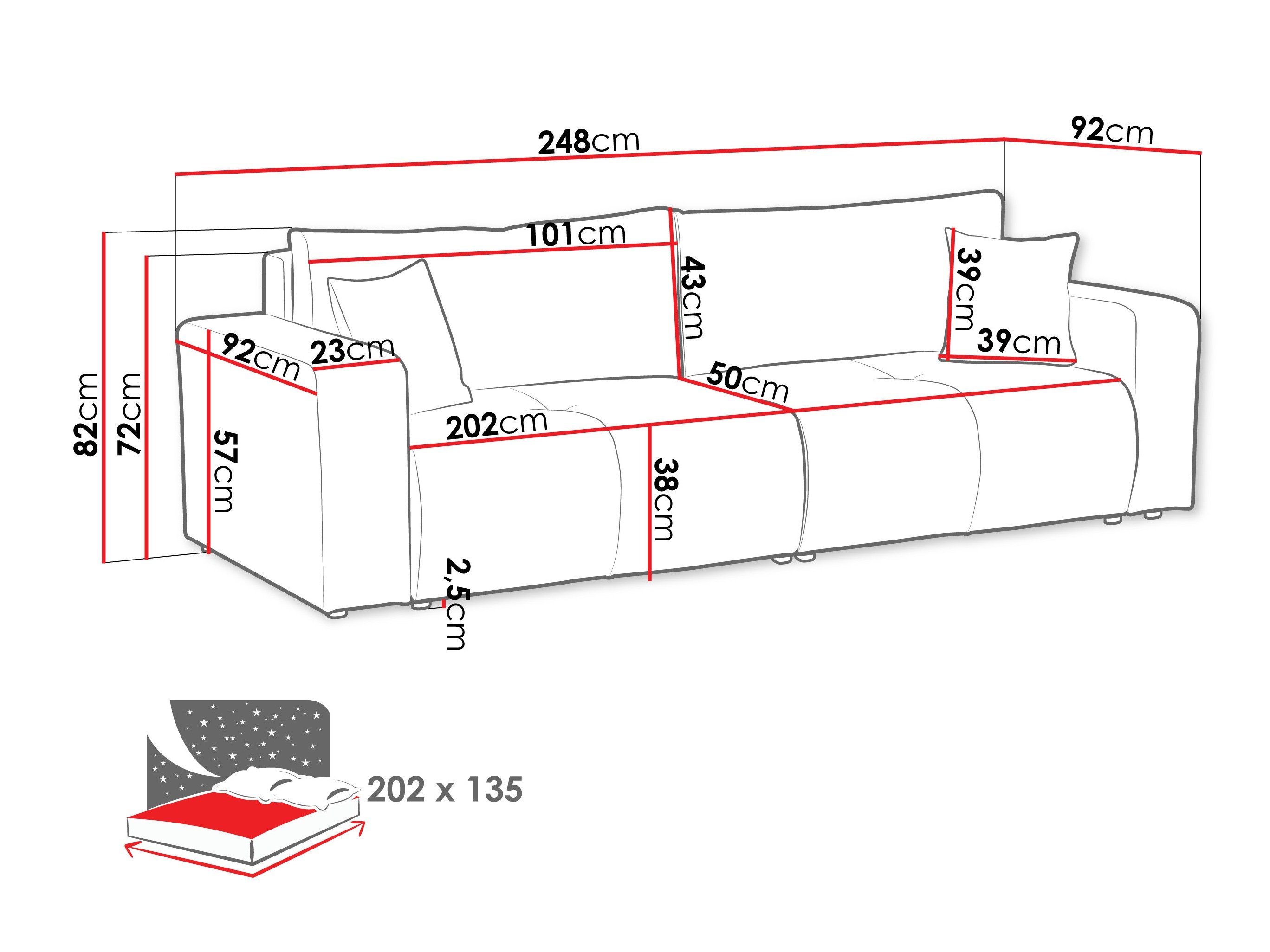 Canapé convertible Comfivo 424 (Coral 50)