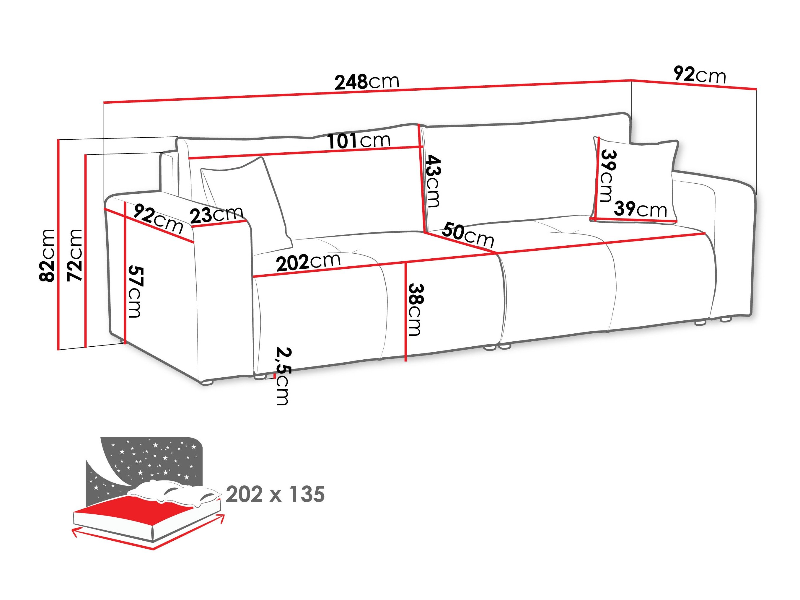 Canapé convertible Comfivo Laurus (Coral 75)