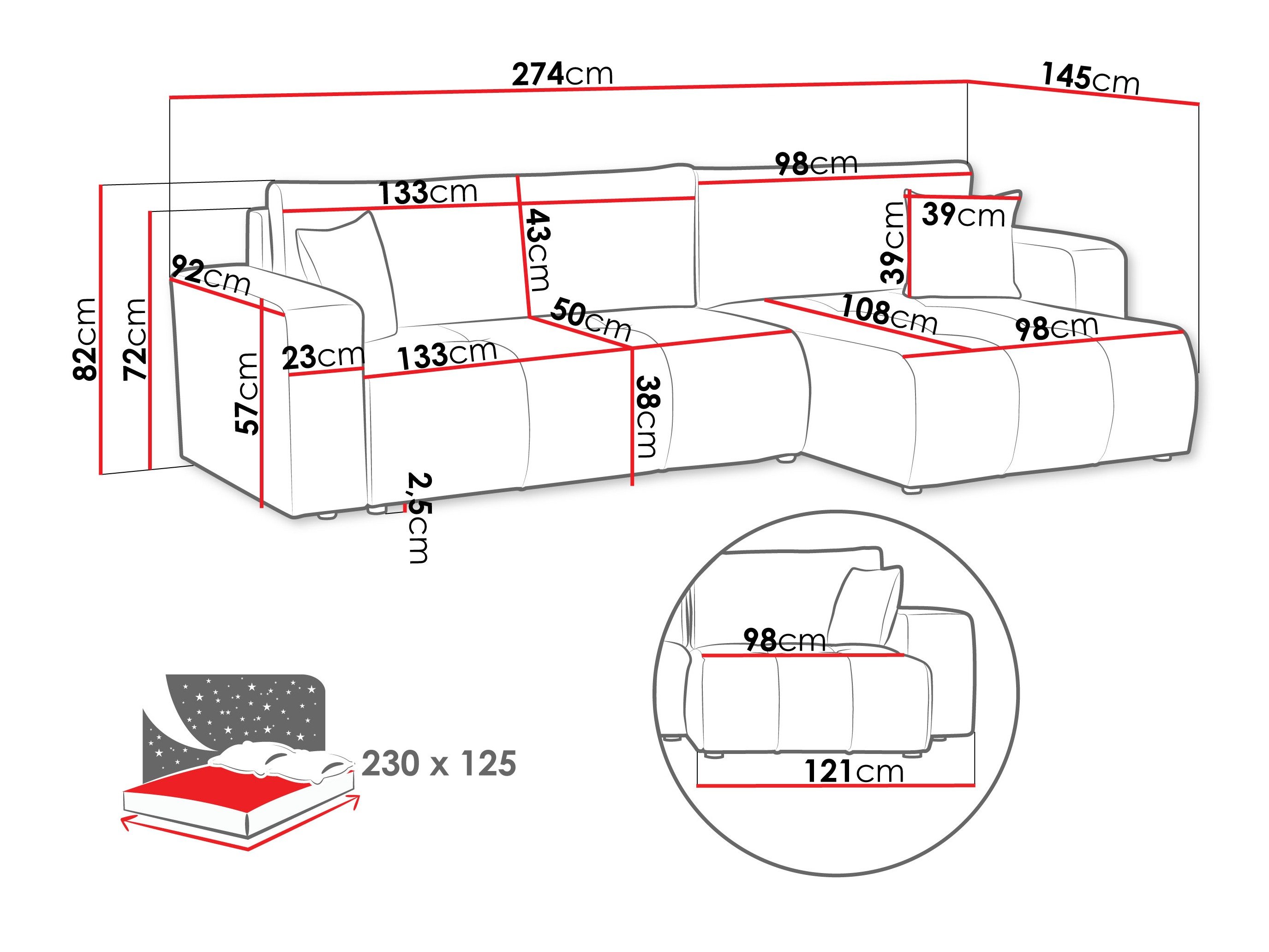 Canapé d'angle Comfivo 425 (Coral 15)