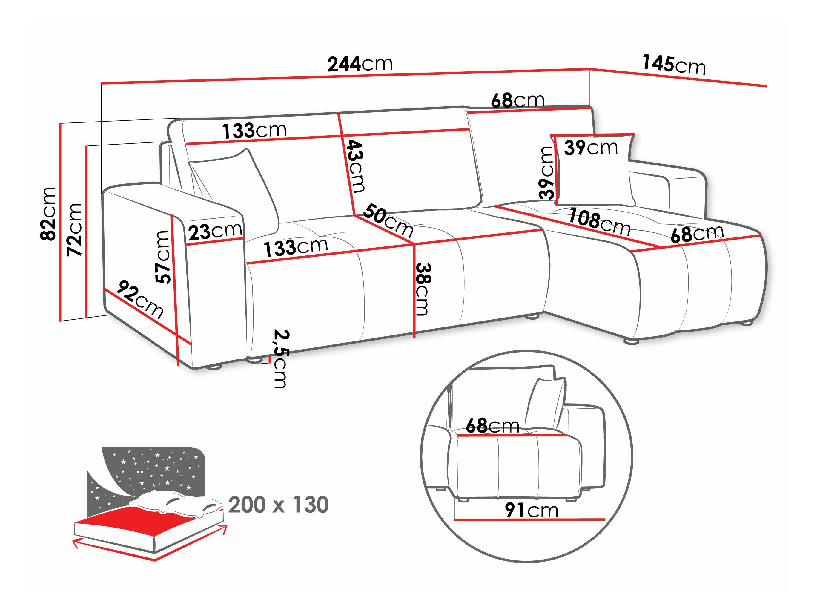 Canapé d'angle Comfivo 361 (Coral 65)