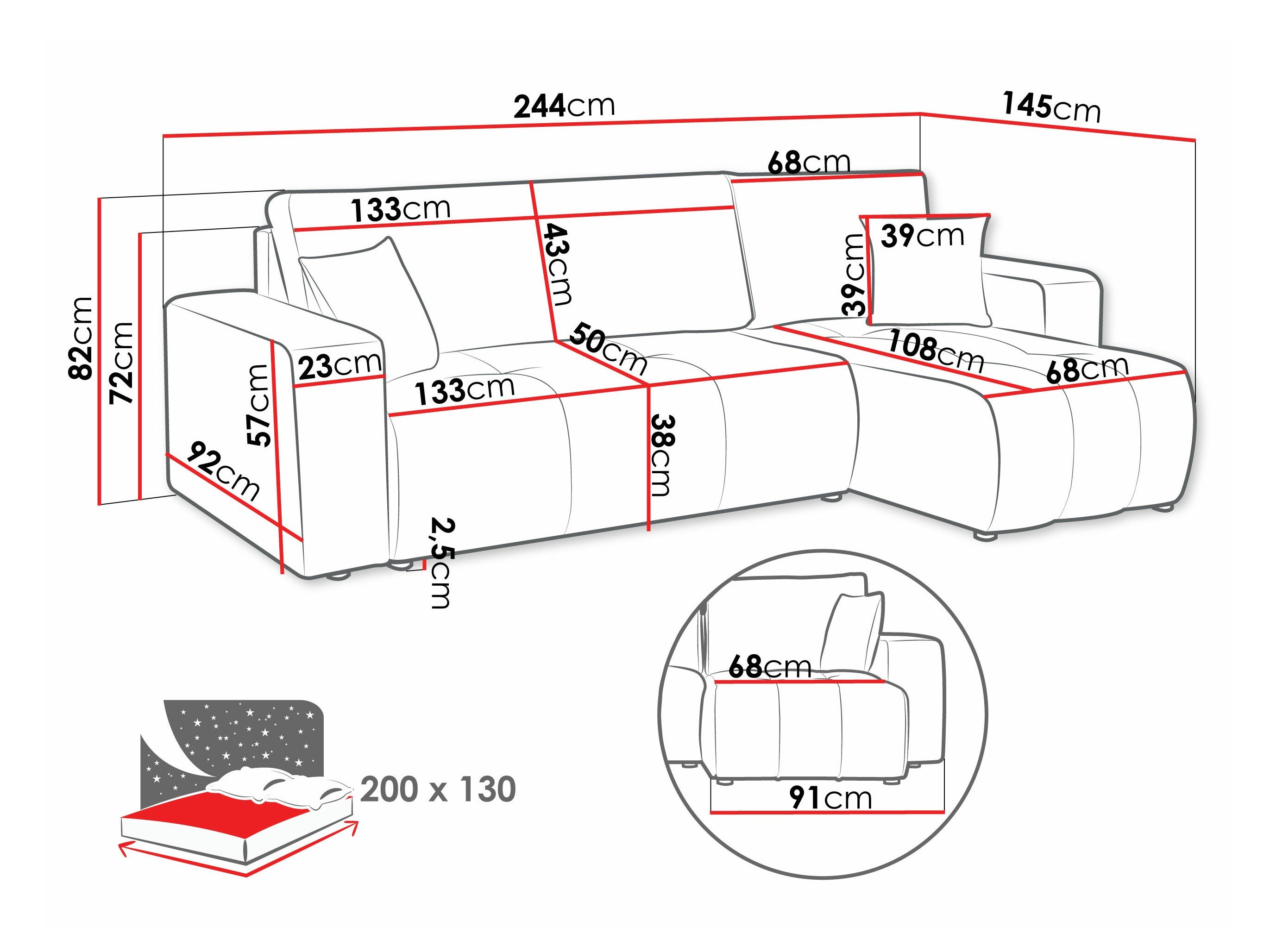 Canapé d'angle Comfivo 361 (Coral 80)