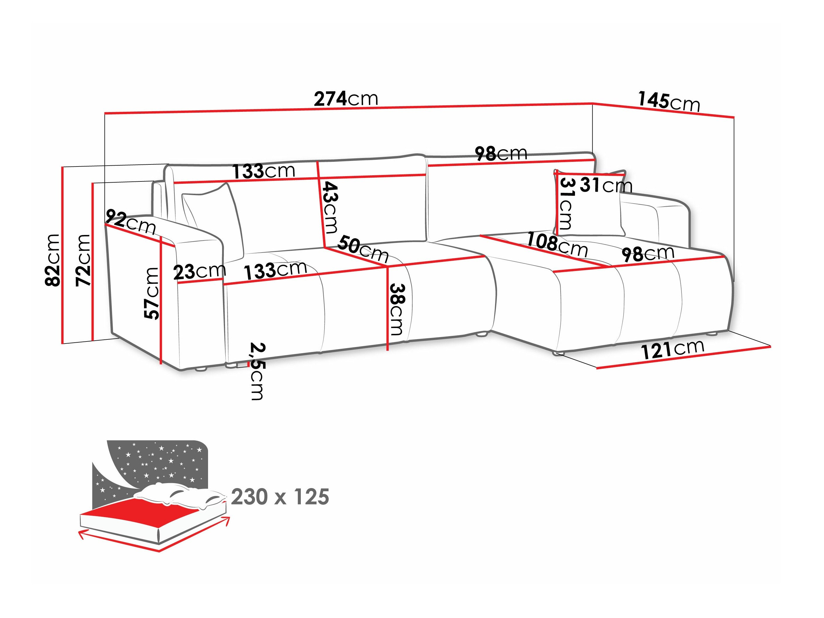 Canapé d'angle Comfivo 425 (Coral 50)