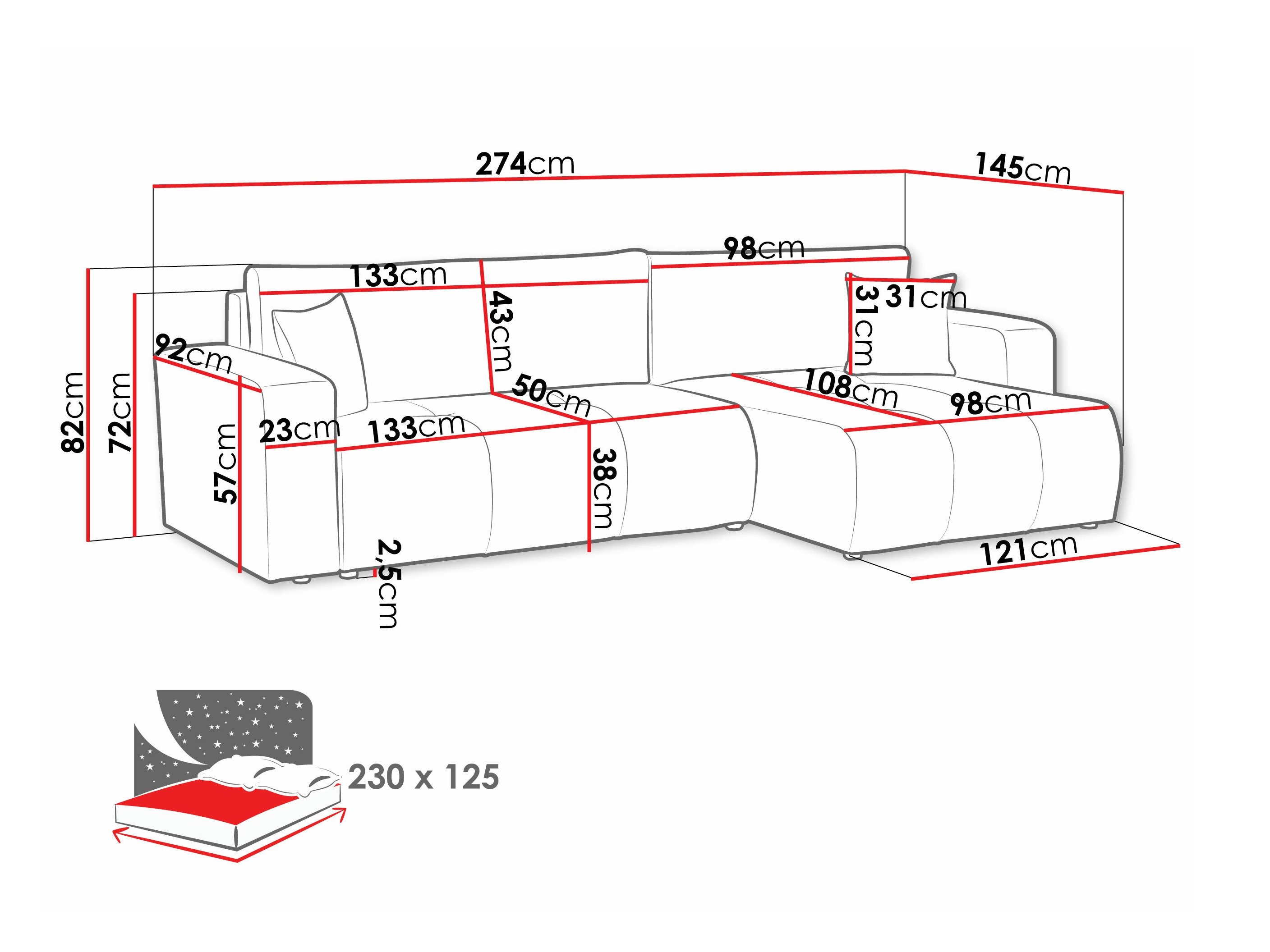 Canapé d'angle Comfivo 425 (Coral 55)