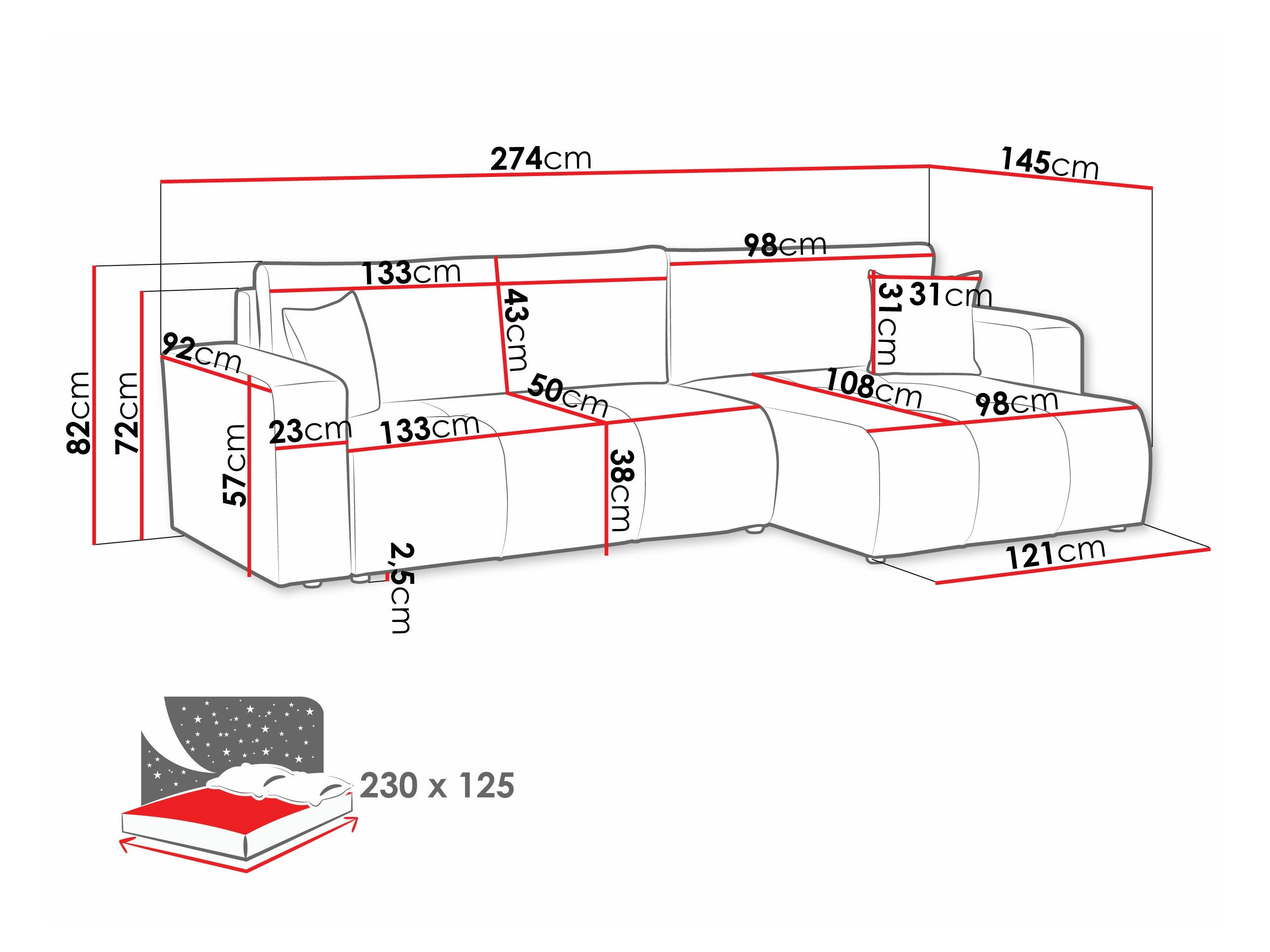 Canapé d'angle Comfivo 425 (Coral 75)