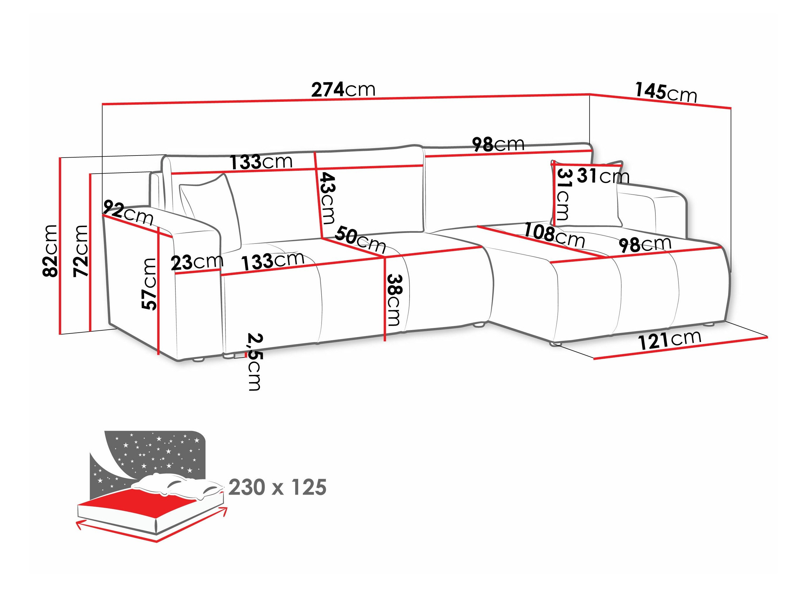 Canapé d'angle Comfivo 425 (Coral 80)