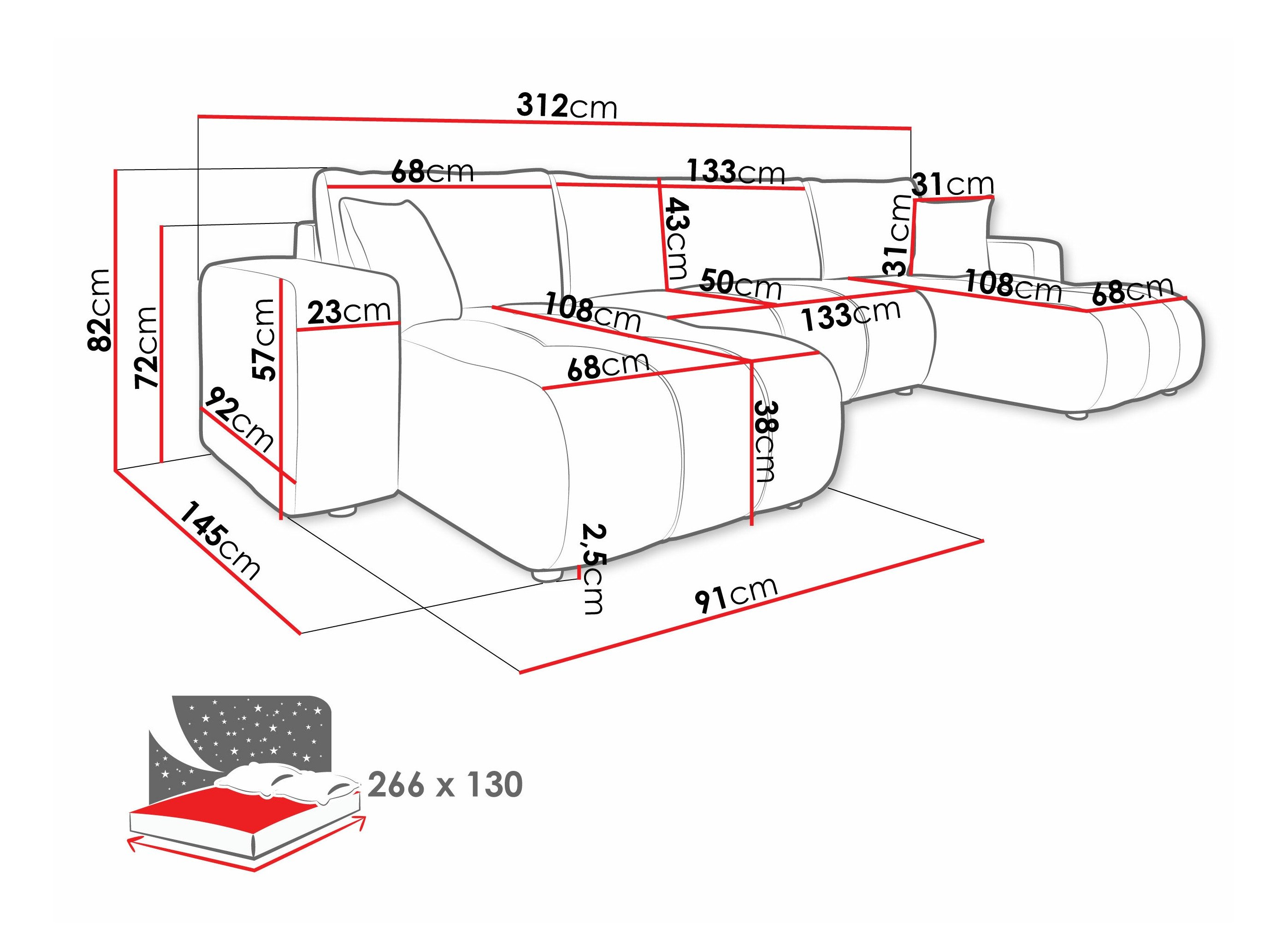 Canapé d'angle Comfivo 426 (Coral 55)