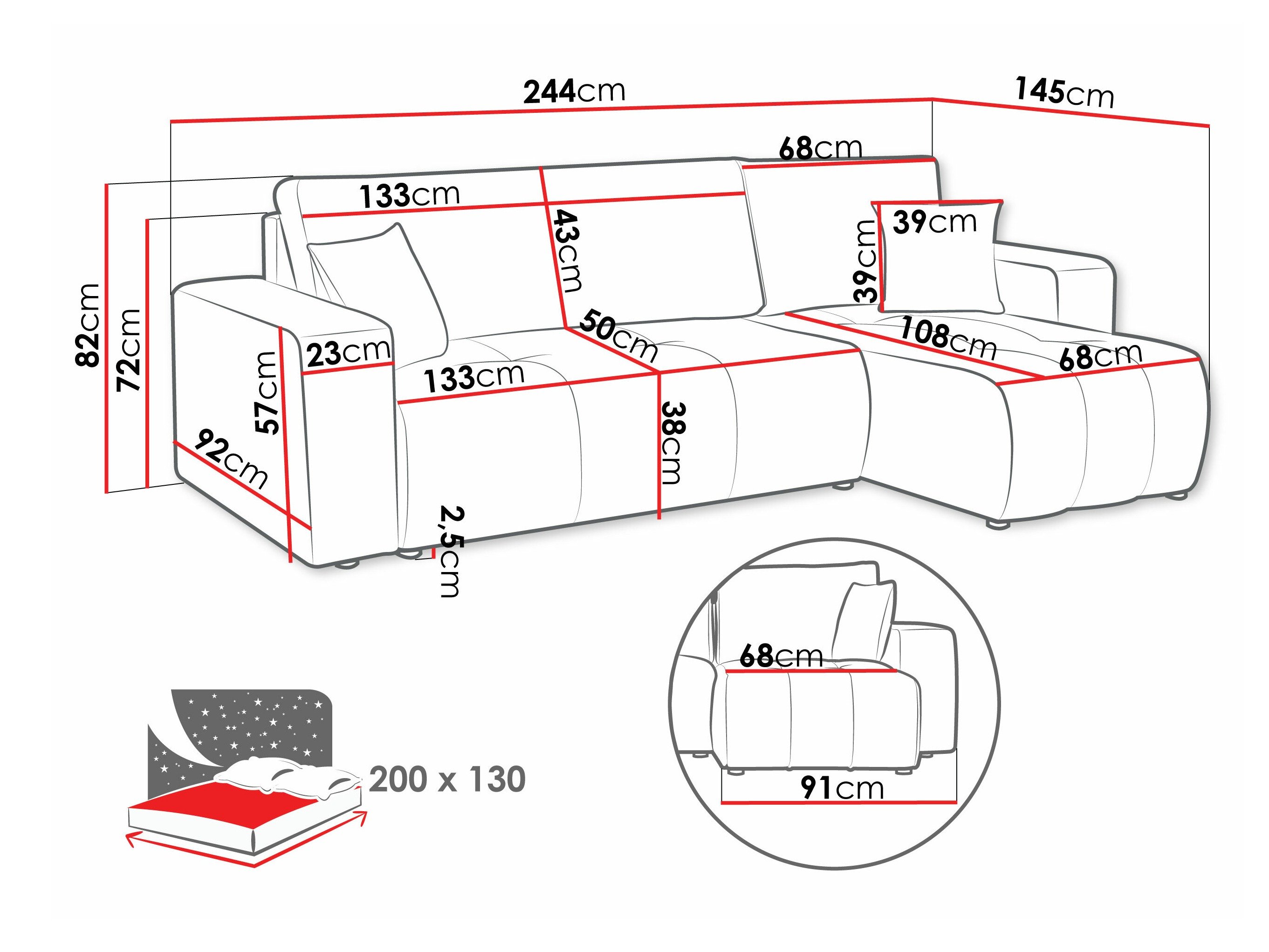 Canapé d'angle Comfivo Laurus (Coral 15)