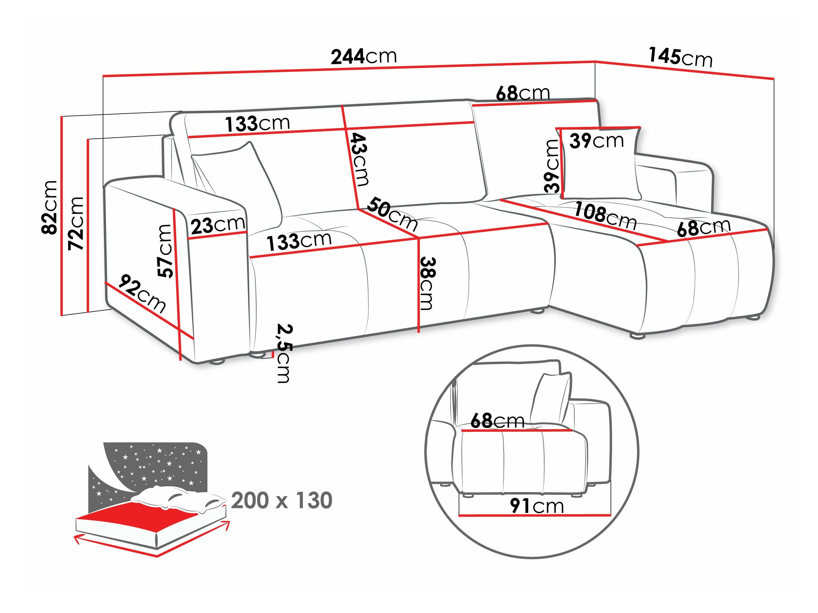 Canapé d'angle Comfivo Laurus (Coral 50)