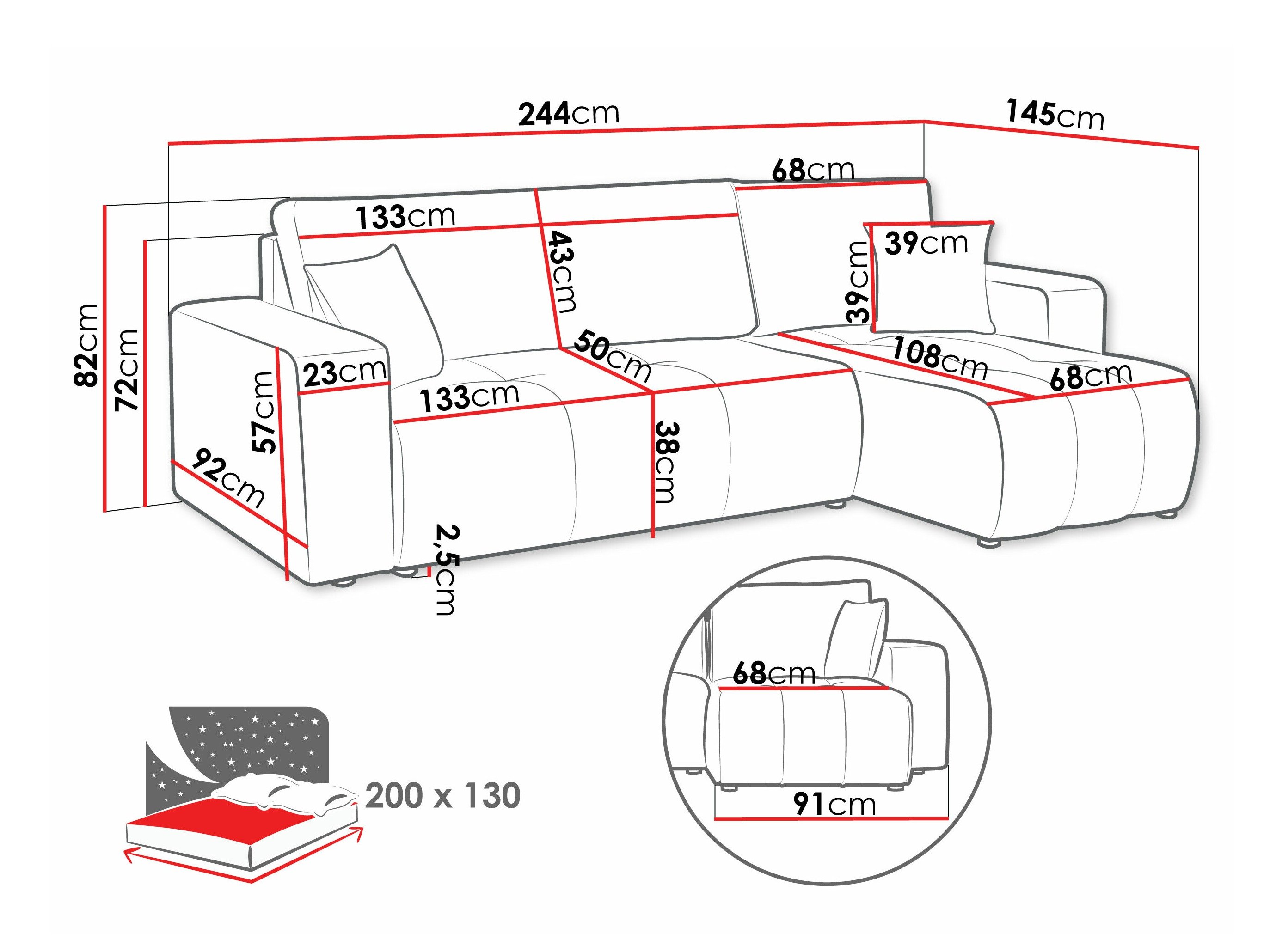 Canapé d'angle Comfivo Laurus (Coral 75)
