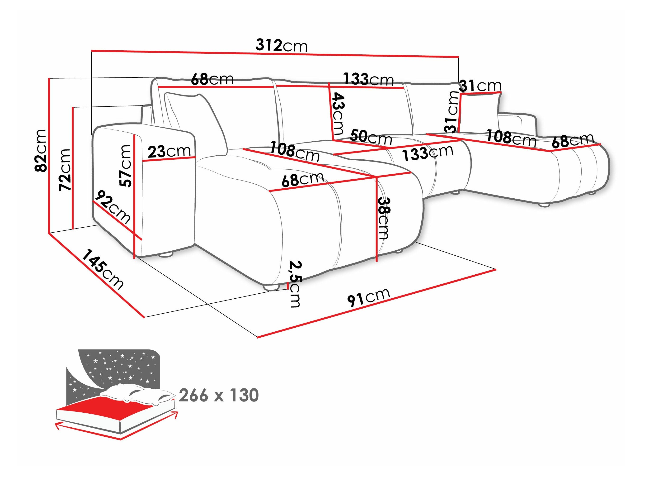 Canapé d'angle Comfivo Laurus II (Coral 15)