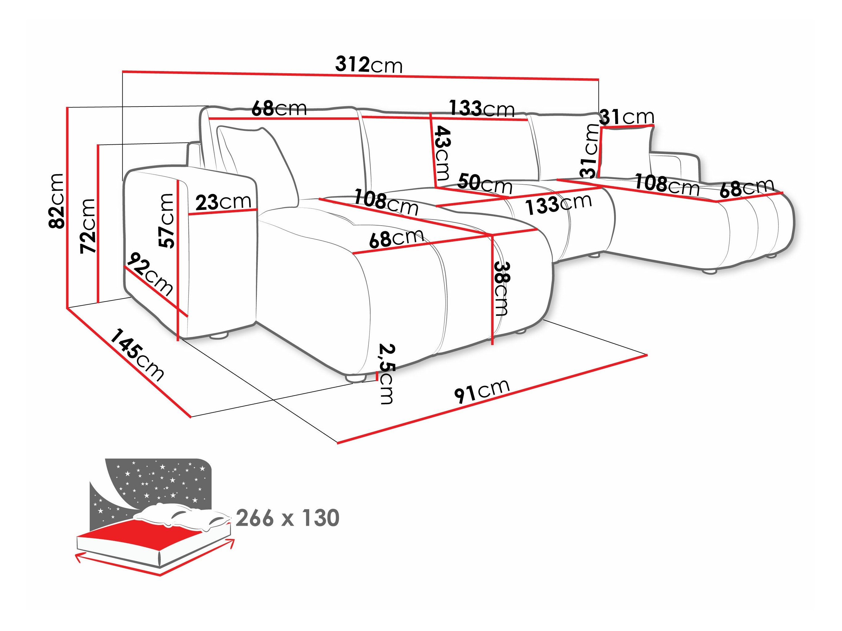 Canapé d'angle Comfivo Laurus II (Coral 45)