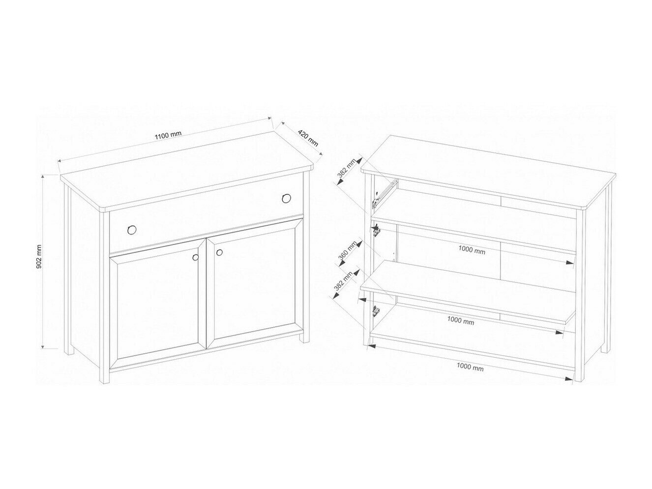 Commode Romelbo 150 (Beige + Chêne)