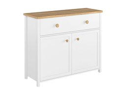 Commode Romelbo 150 (Blanc + Chêne)
