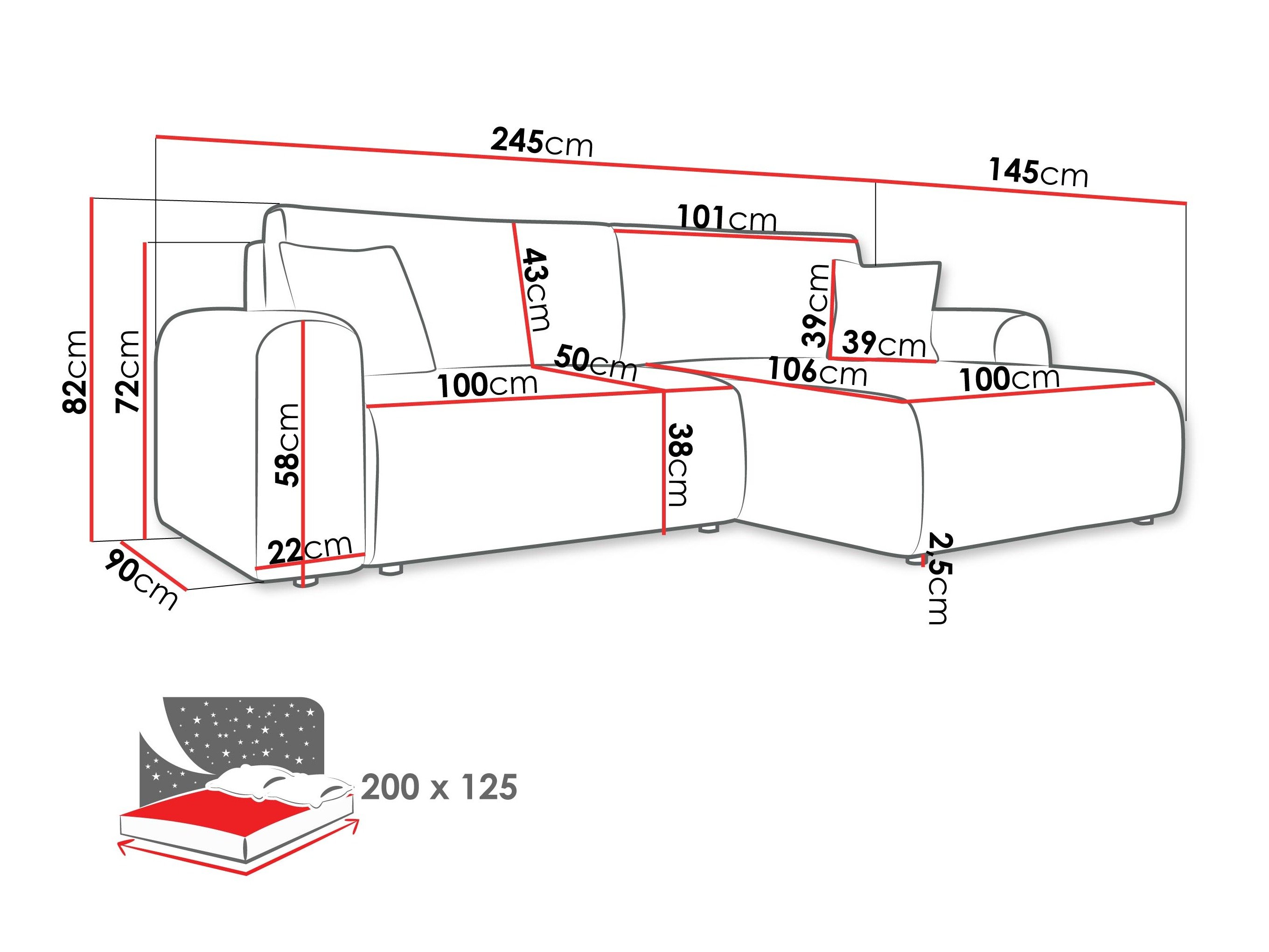 Canapé d'angle Luxum (Poso 02)