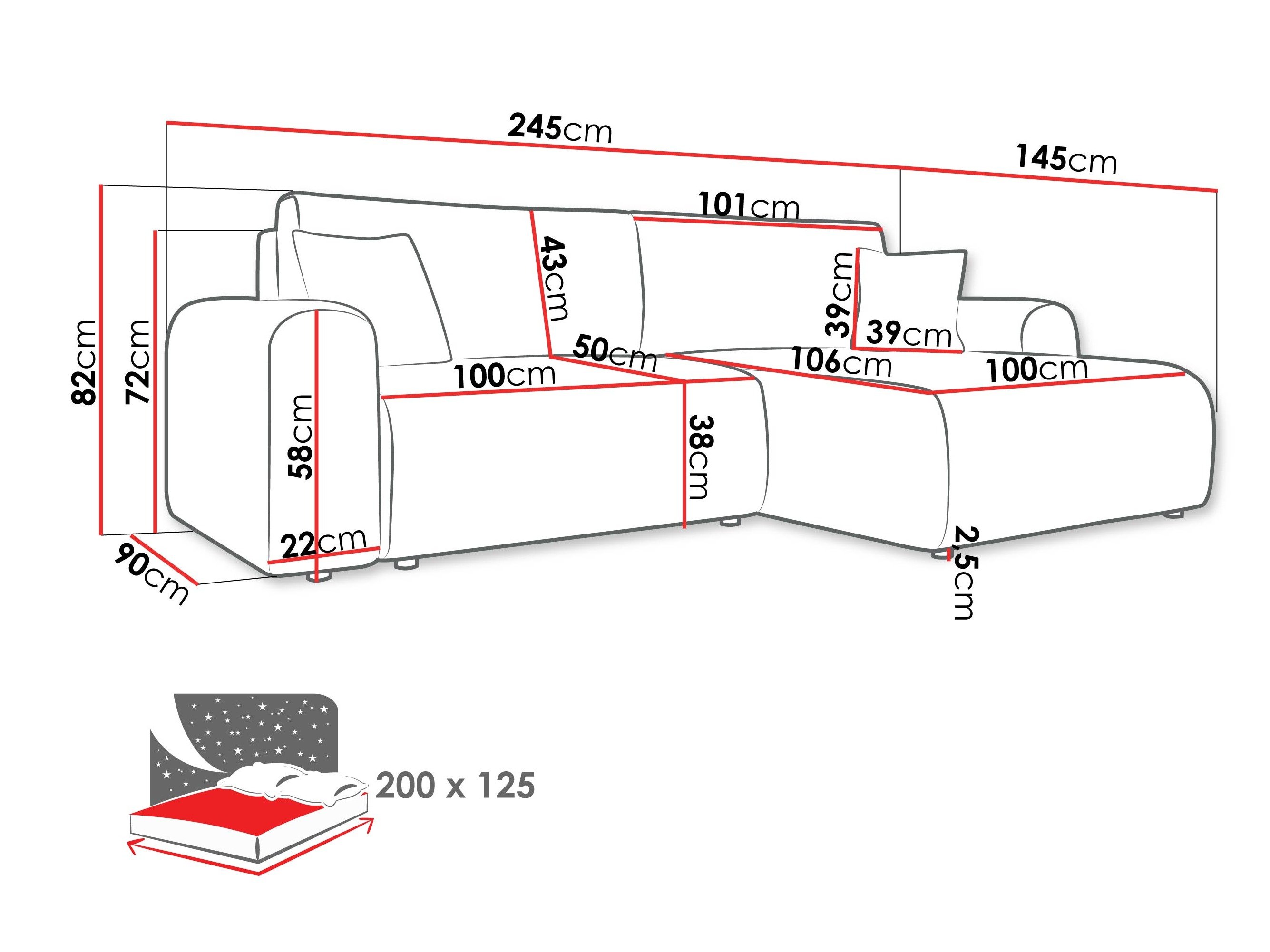 Canapé d'angle Luxum (Poso 110)