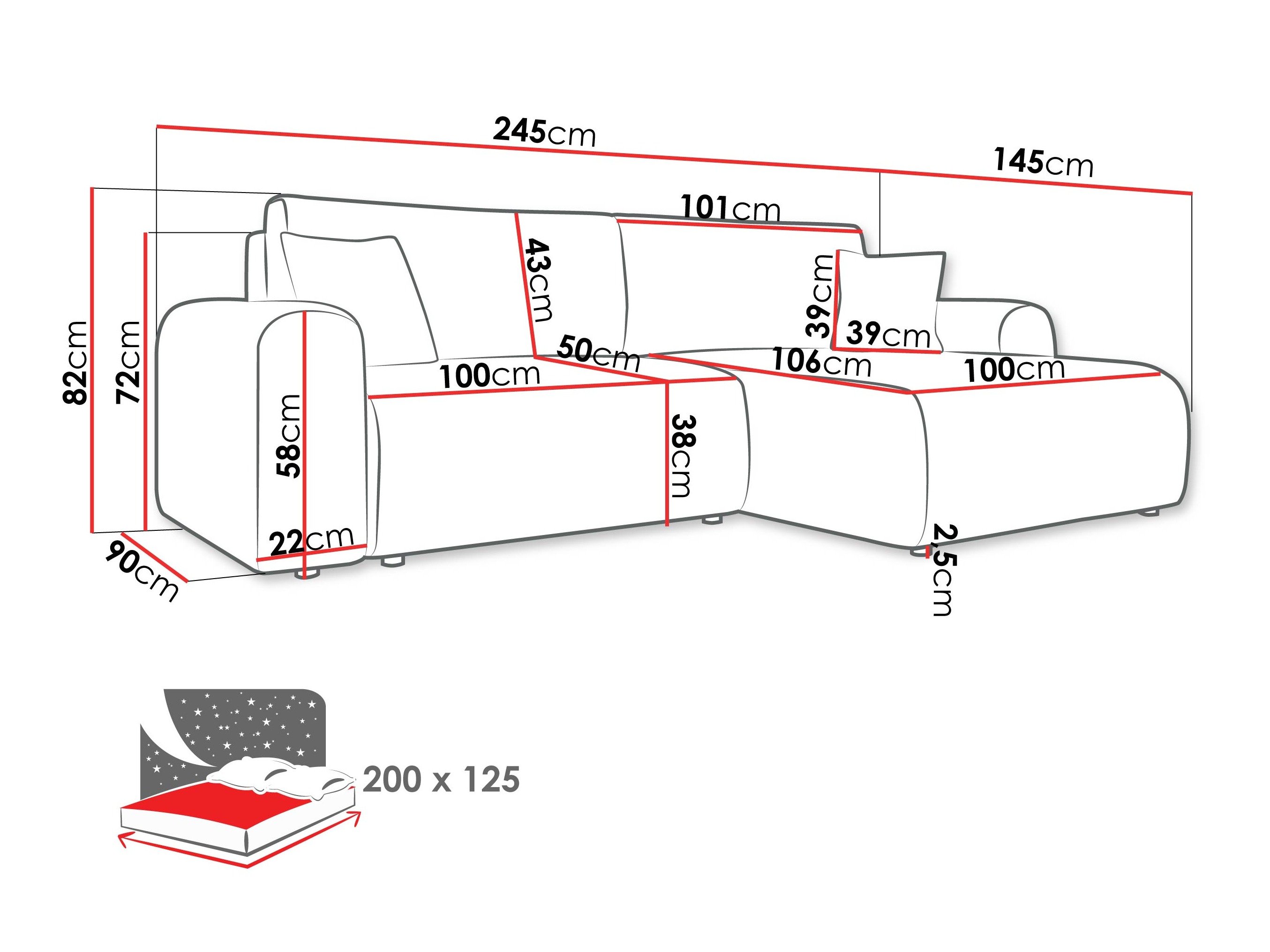 Canapé d'angle Shelton 109 (Poso 100)