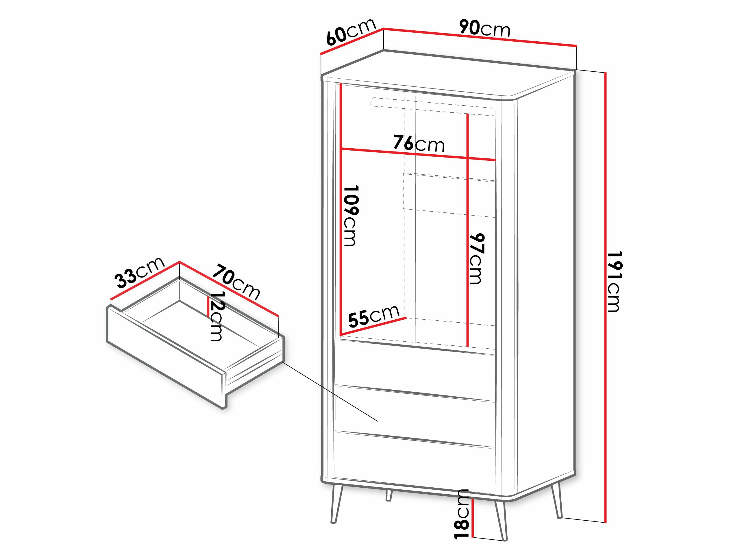 Armoire Lufela 100 (Cachemire + Noyer)