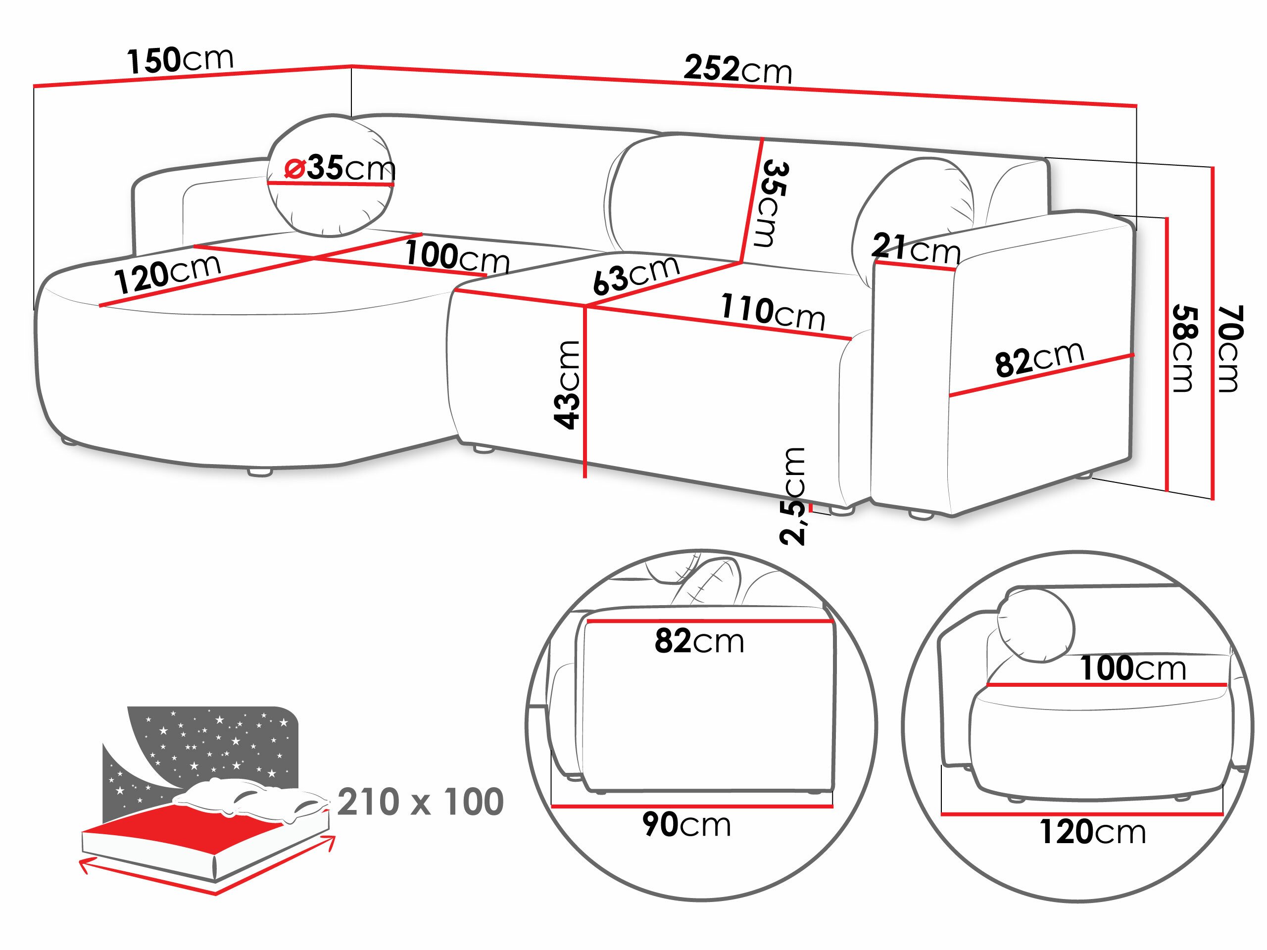 Canapé d'angle Comfivo Corus (Velo 623)