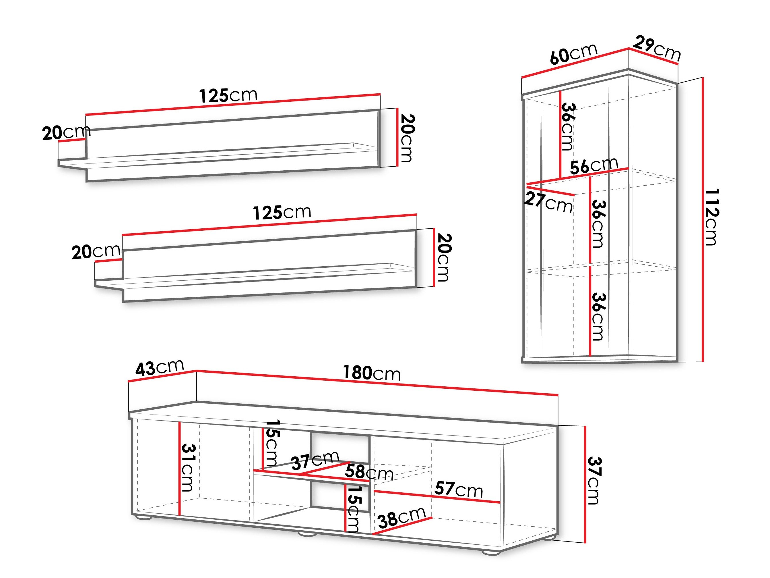Ensemble de salon Tornola 113 (Cachemire + Noir)