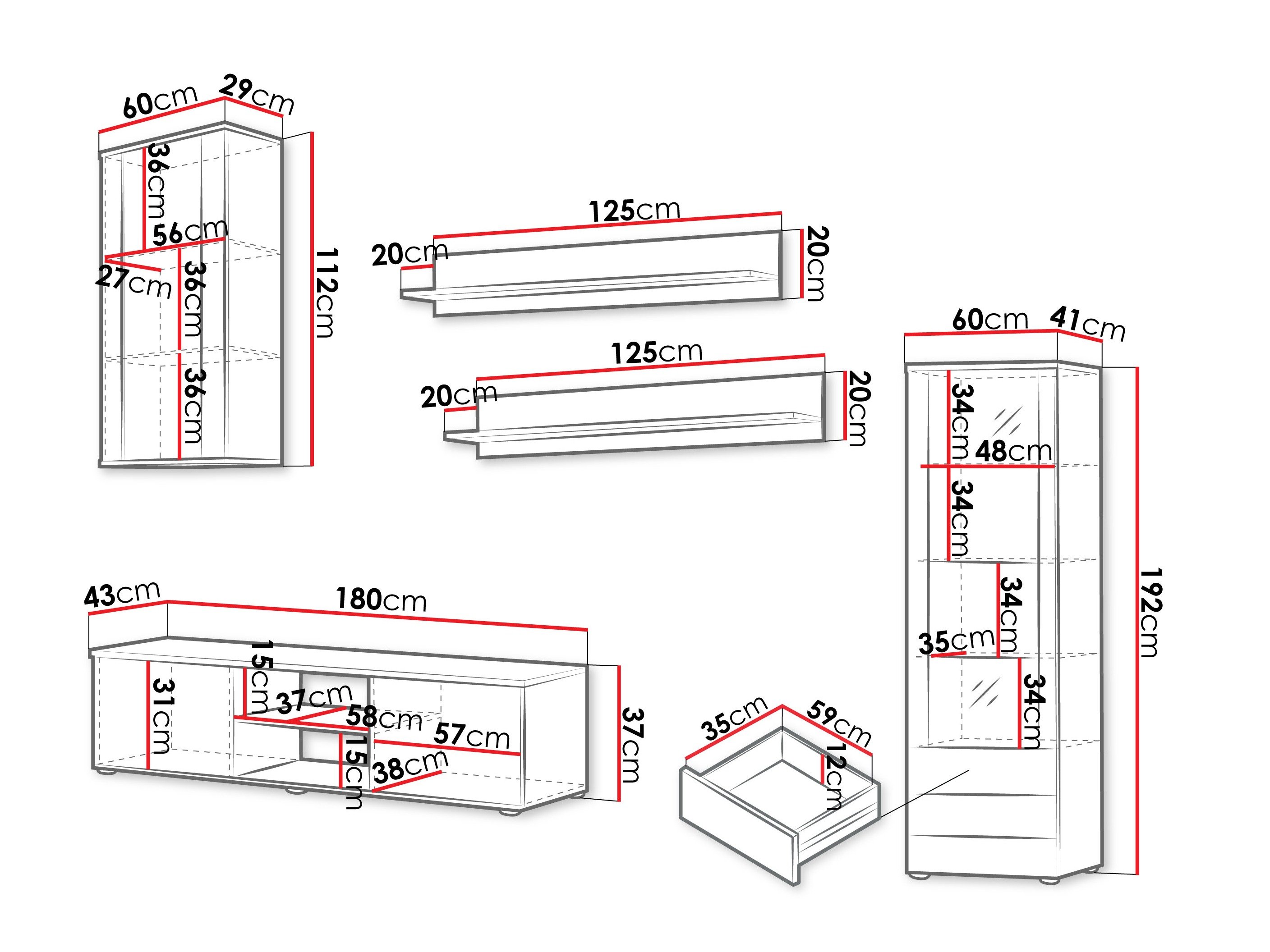 Ensemble de salon Tornola 114 (Cachemire + Noir)
