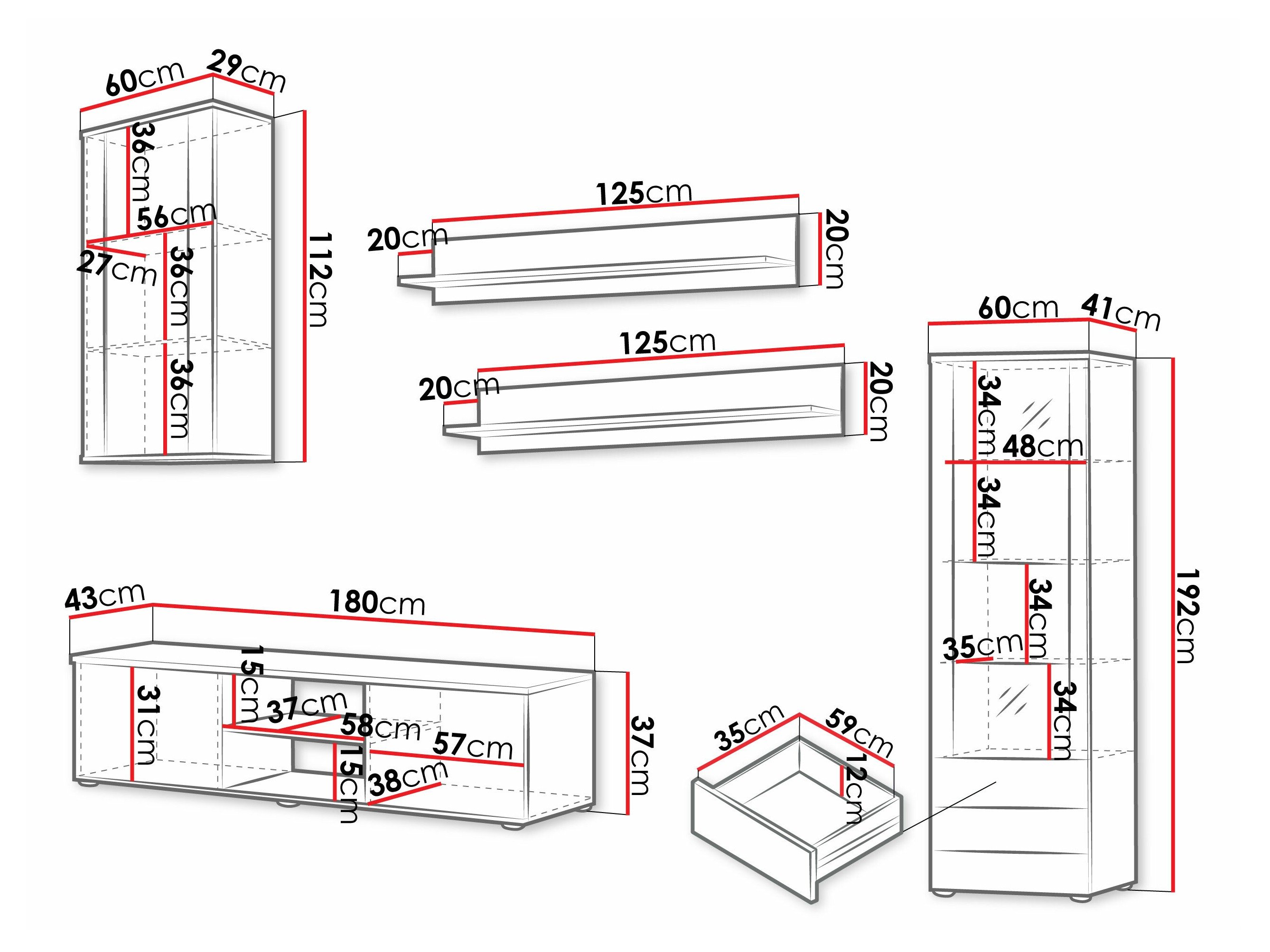 Ensemble de salon Tornola 114 (Noir + Noir brillant)
