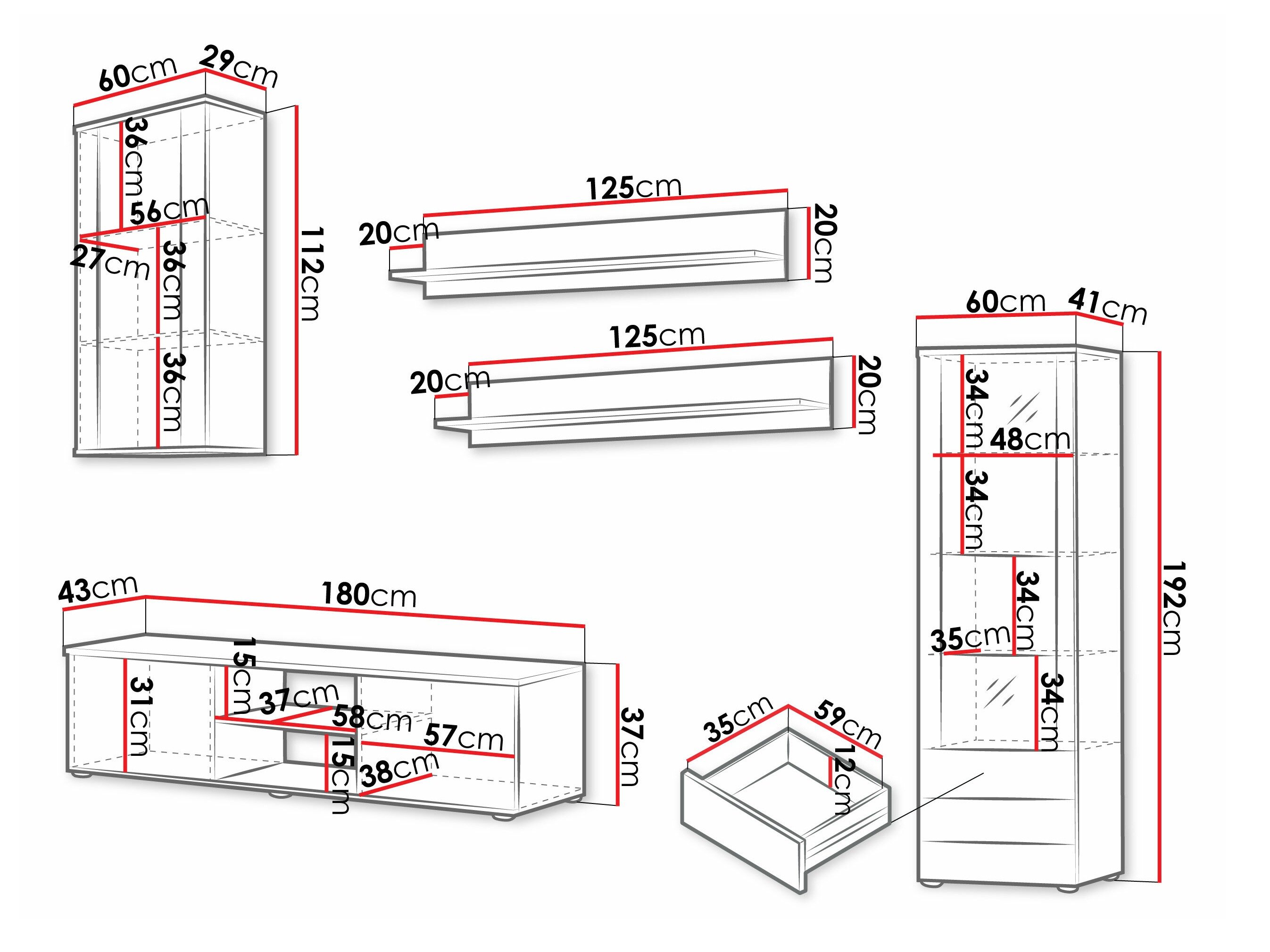 Ensemble de salon Tornola 114 (Noir + Noir brillant)