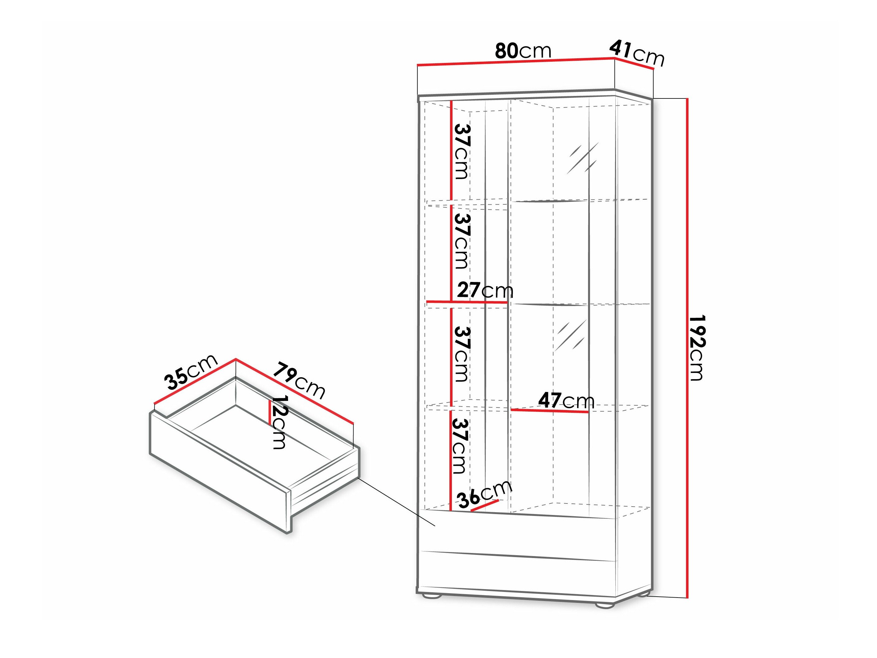 Étagère Tornola 105 (Blanc + Blanc brillant)