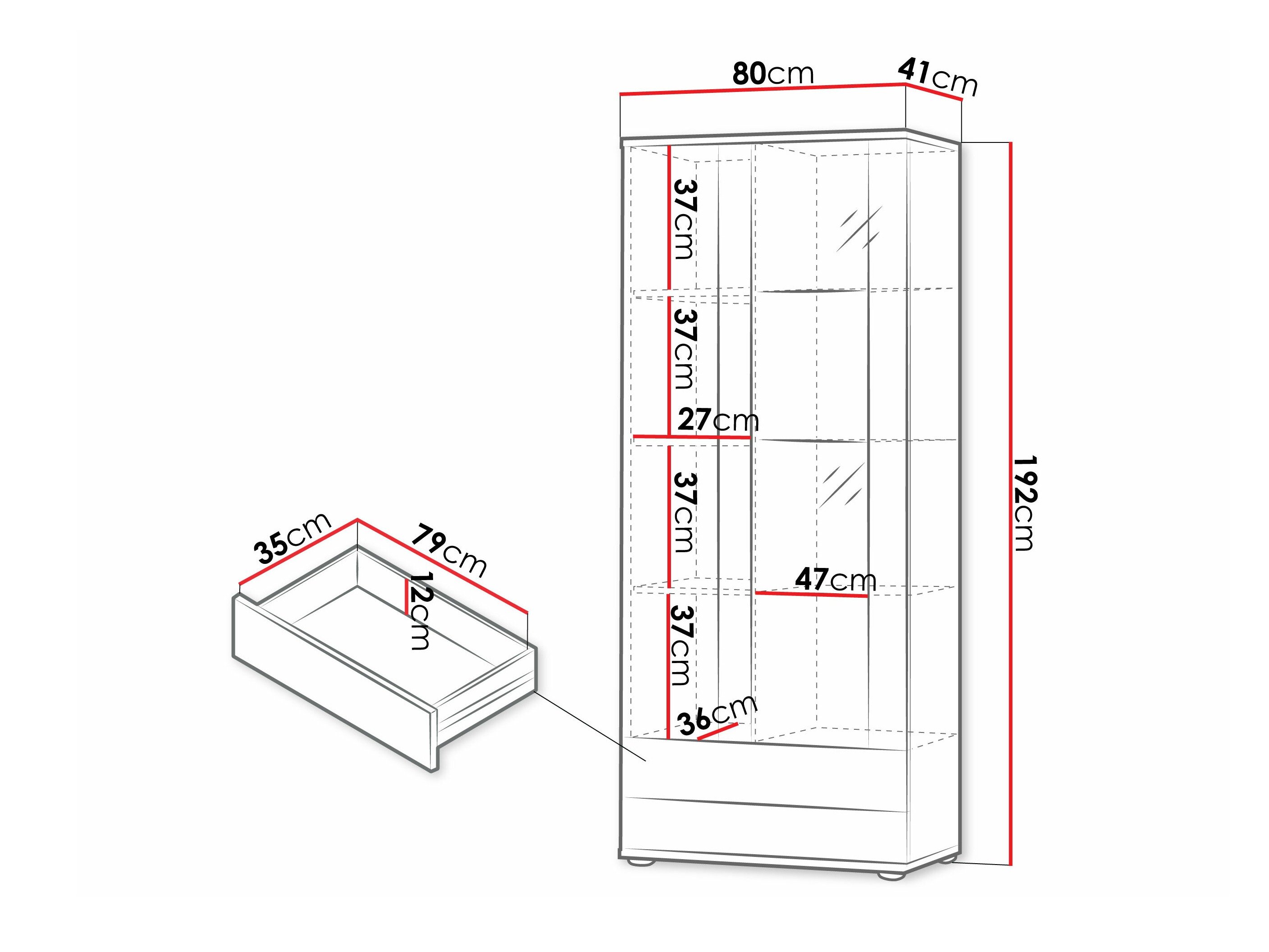 Étagère Tornola 105 (Noir + Noir brillant)