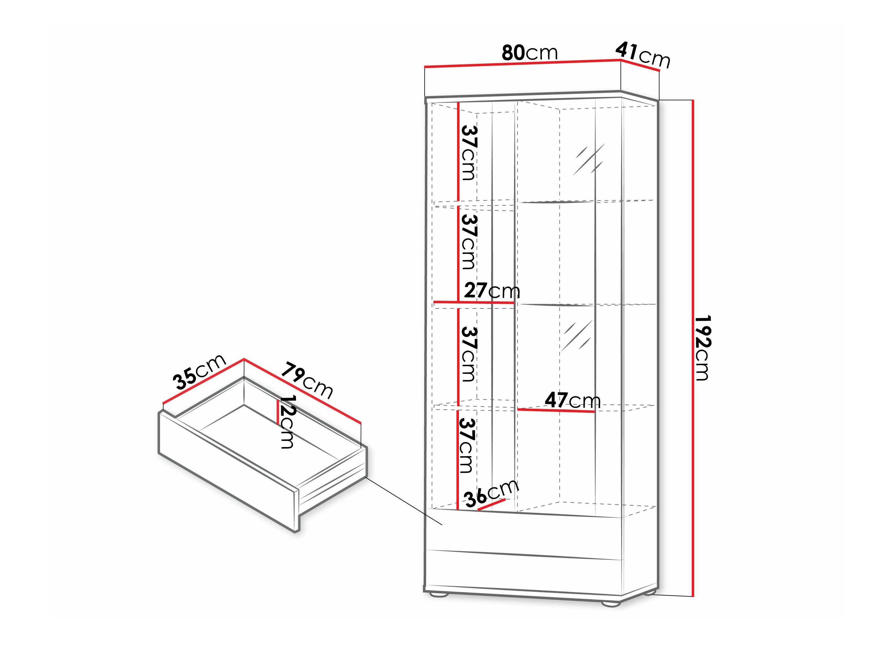 Étagère Tornola 105 (Noir + Noir brillant)