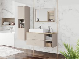 Ensemble de salle de bain Ophruvi 101 (Cachemire + Chêne)