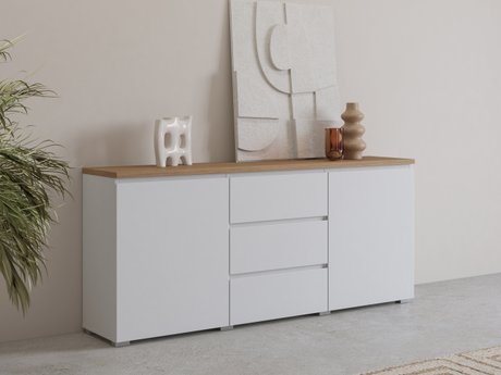 Commode Baletu 106 (Blanc + Chêne)