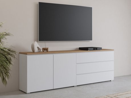 Commode Baletu 107 (Blanc + Chêne)