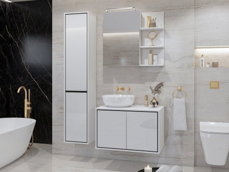 Ensemble de salle de bain Tecavu 105 (Blanc brillant + Blanc)