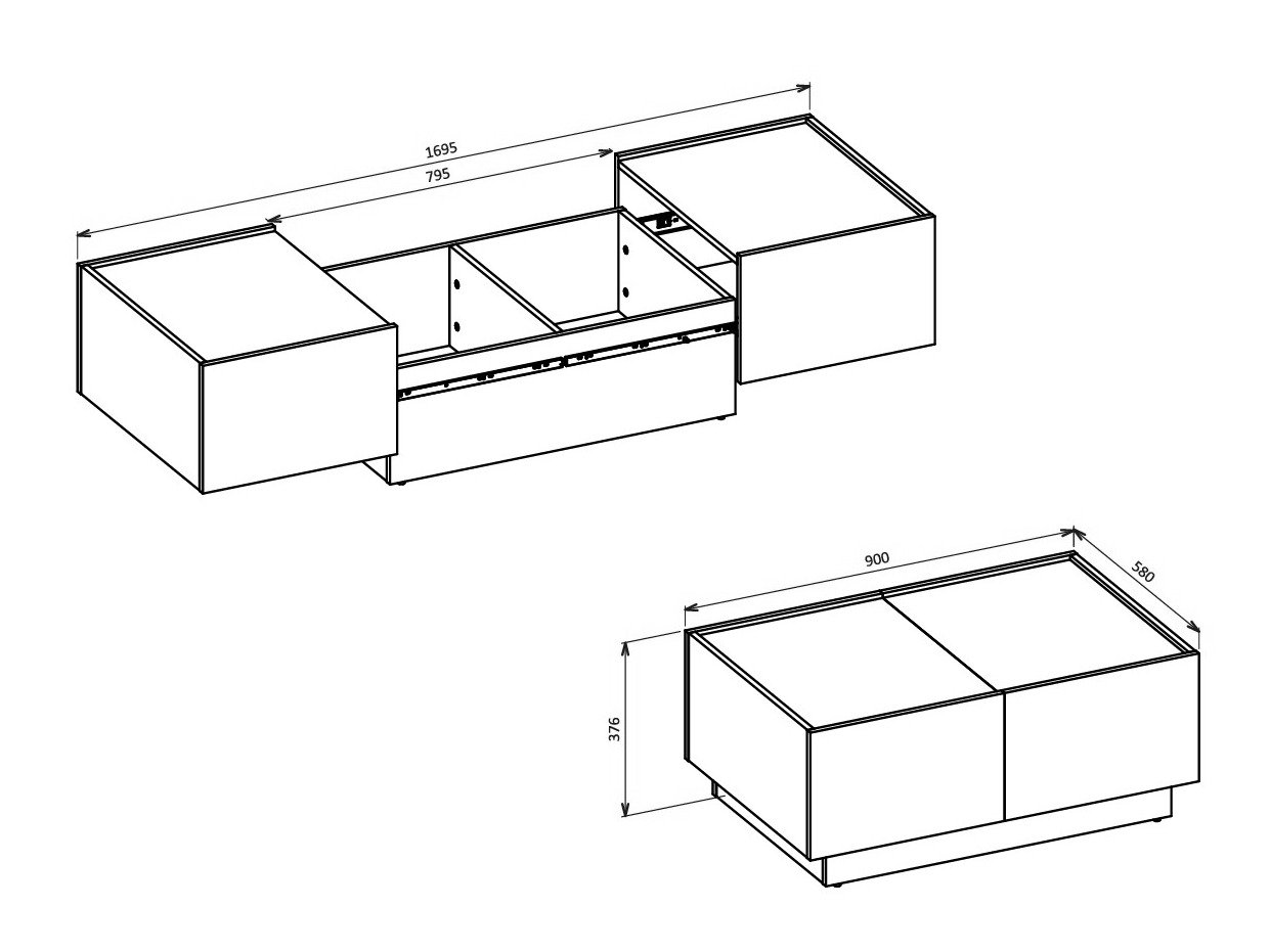 Table basse transformateur Austin 380 (Cachemire + Noir)