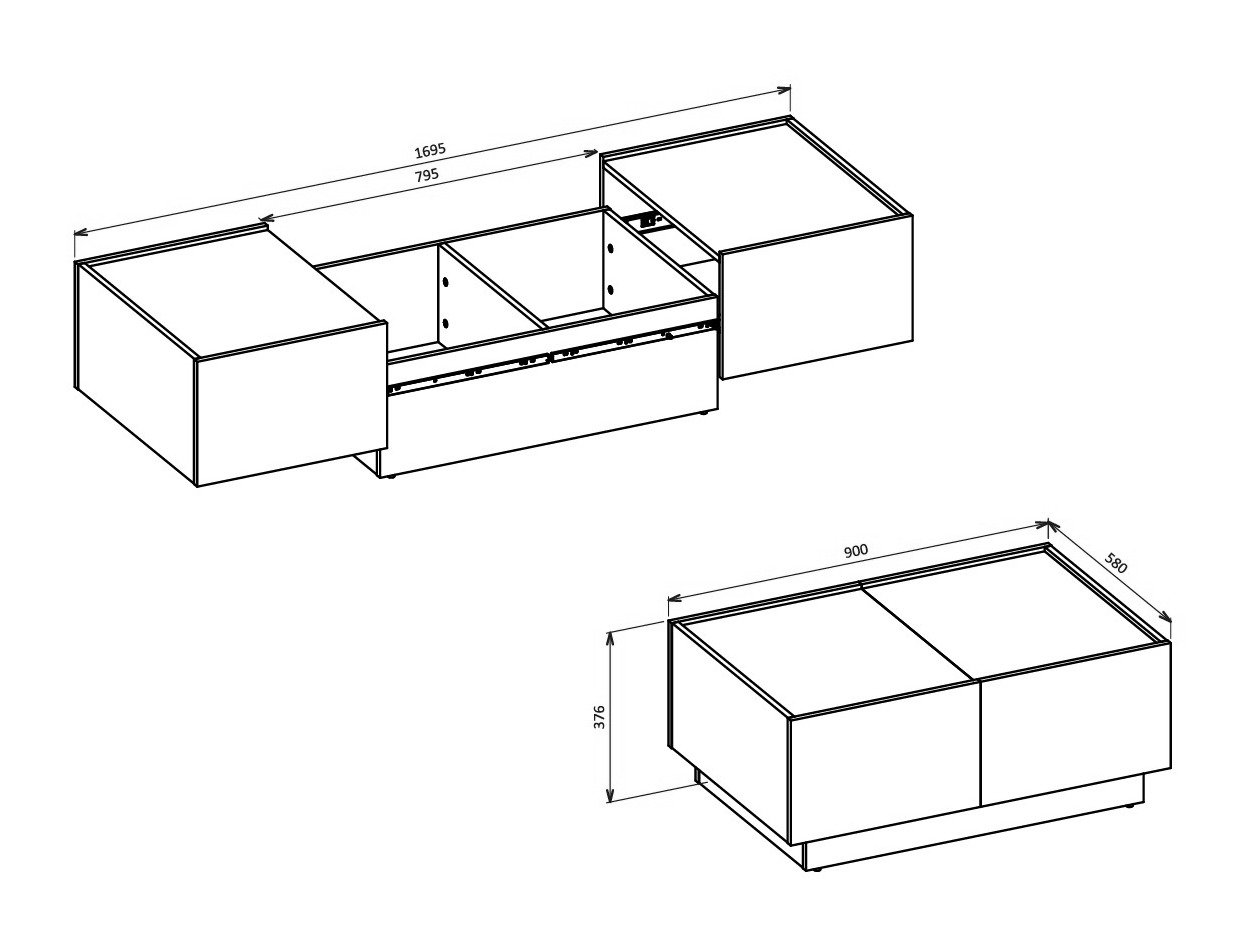 Table basse transformateur Austin 380 (Chêne wotan + Noir)