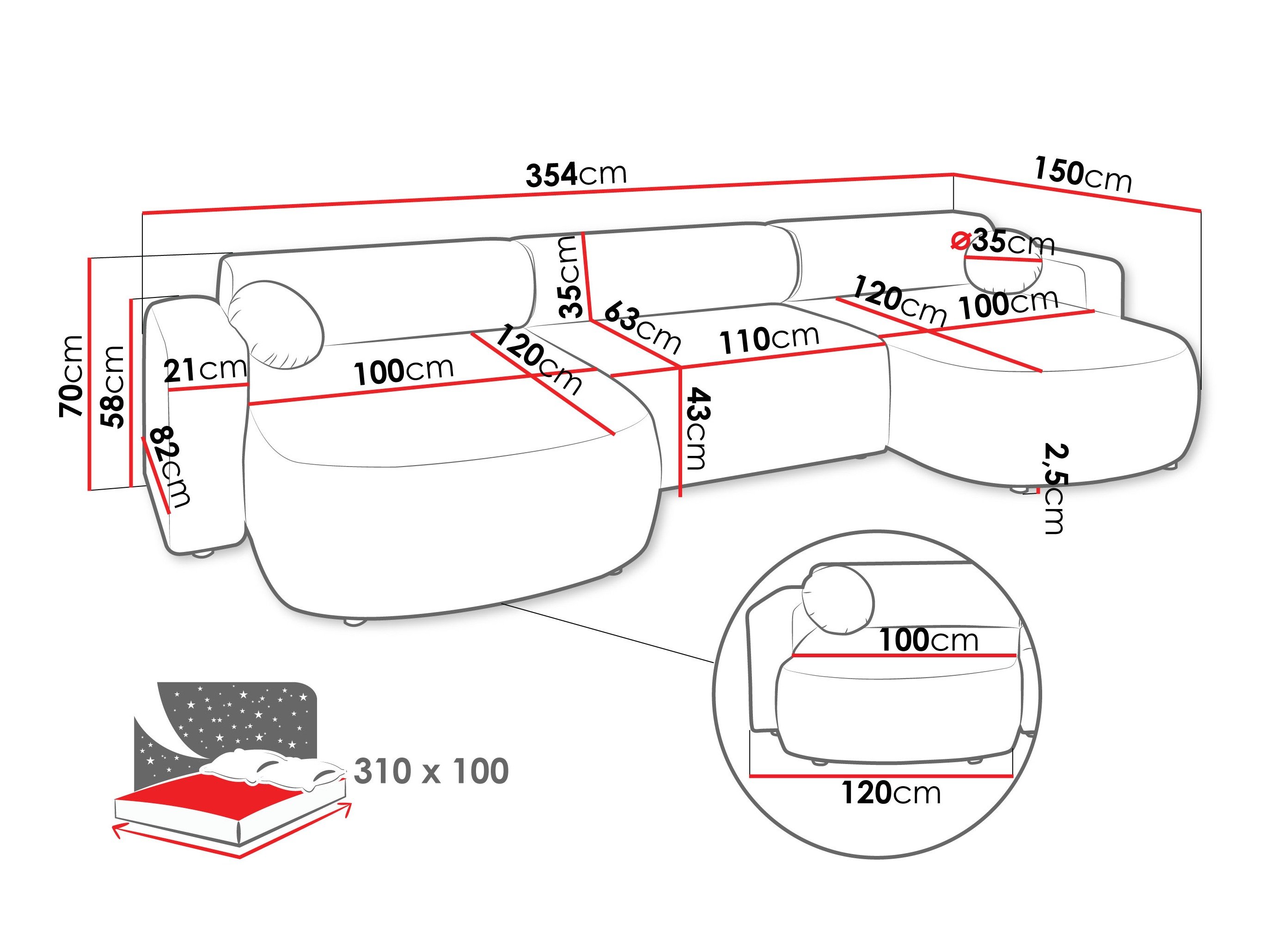 Canapé d'angle Comfivo Corus I (Velo 623)
